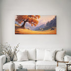 Landschaft Mit Grossem Baum Und Bergen