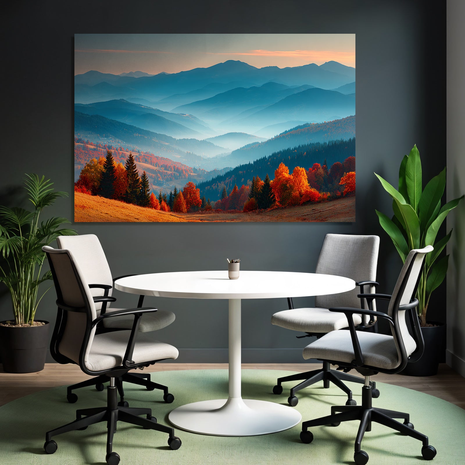 Landschaft Mit Hügel Und Bergen Rot Und Orange Folien