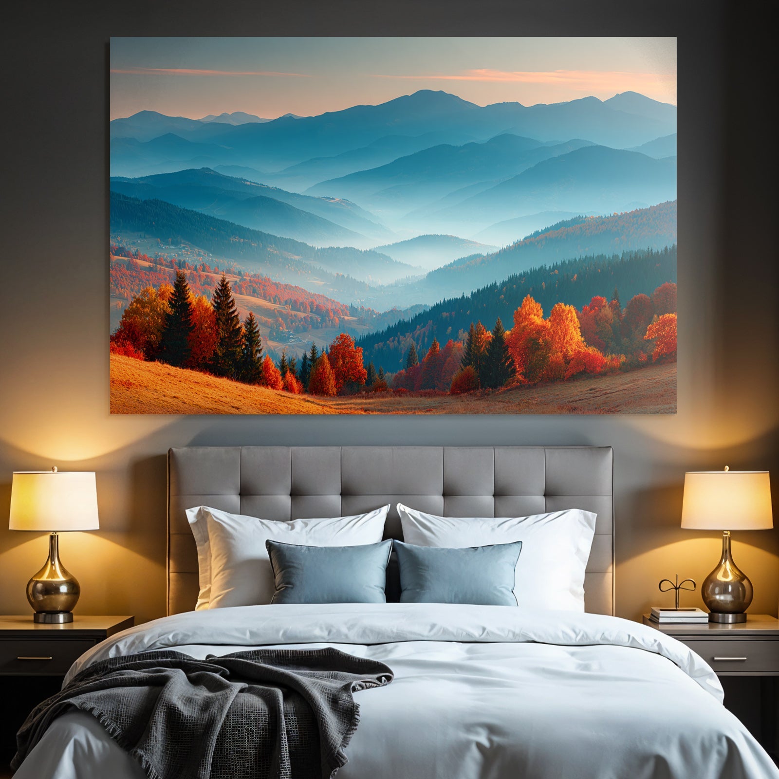 Landschaft Mit Hügel Und Bergen Rot Und Orange Folien