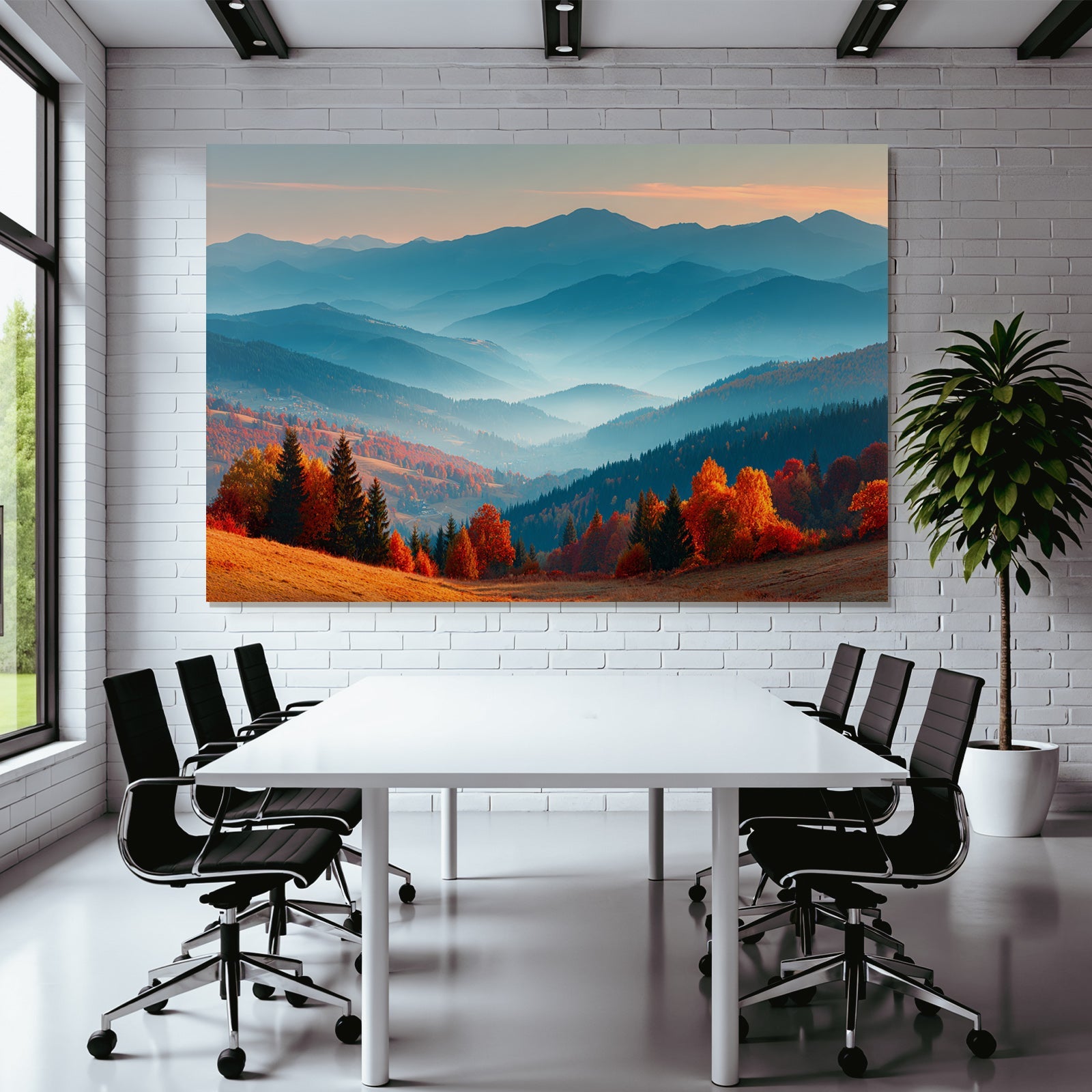 Landschaft Mit Hügel Und Bergen Rot Und Orange Folien