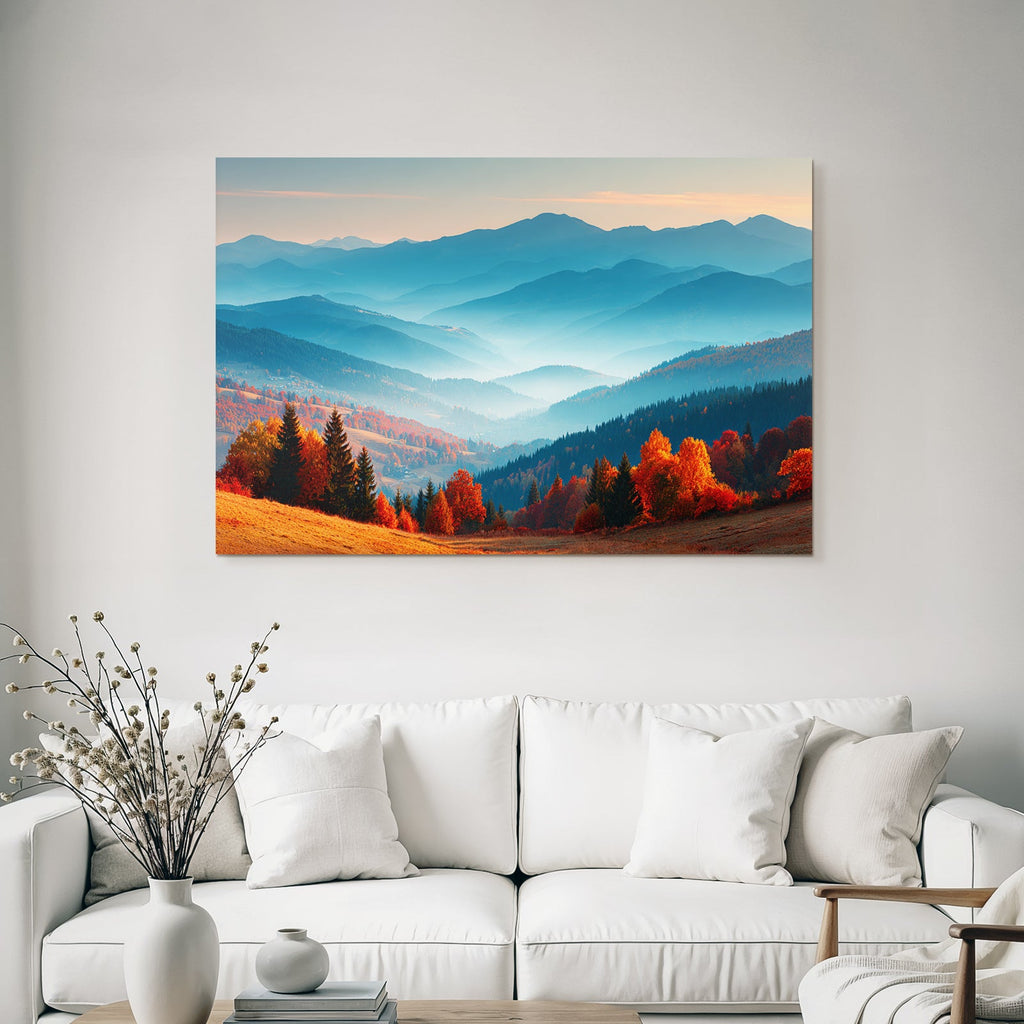 Landschaft Mit Hügel Und Bergen Rot Und Orange Folien