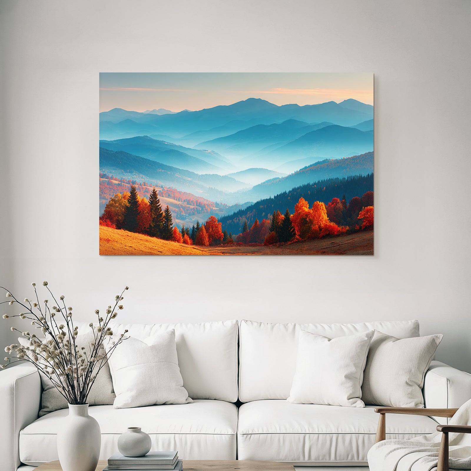 Landschaft Mit Hügel Und Bergen Rot Und Orange Folien