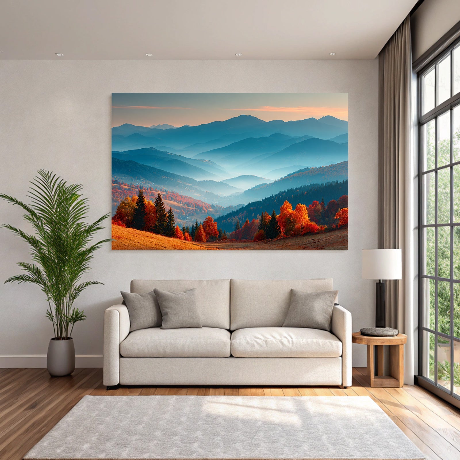 Landschaft Mit Hügel Und Bergen Rot Und Orange Folien