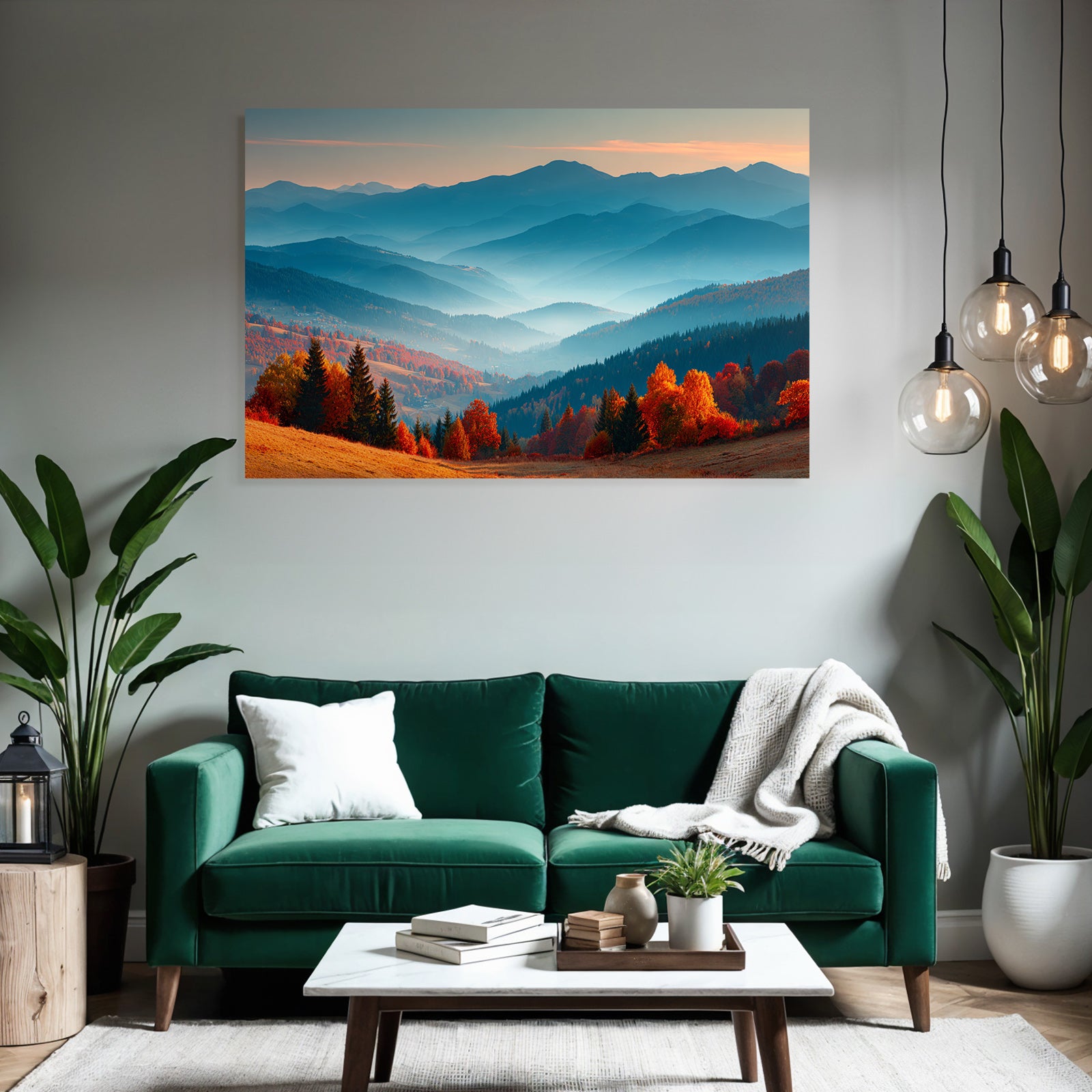 Landschaft Mit Hügel Und Bergen Rot Und Orange Folien