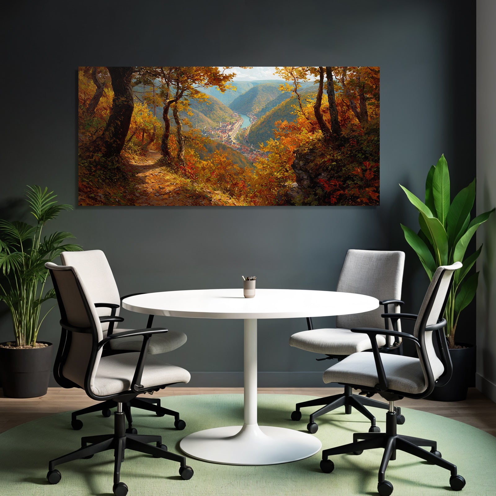 Landschaft Mit Lebhaften Folien Und Einem River Im Tal