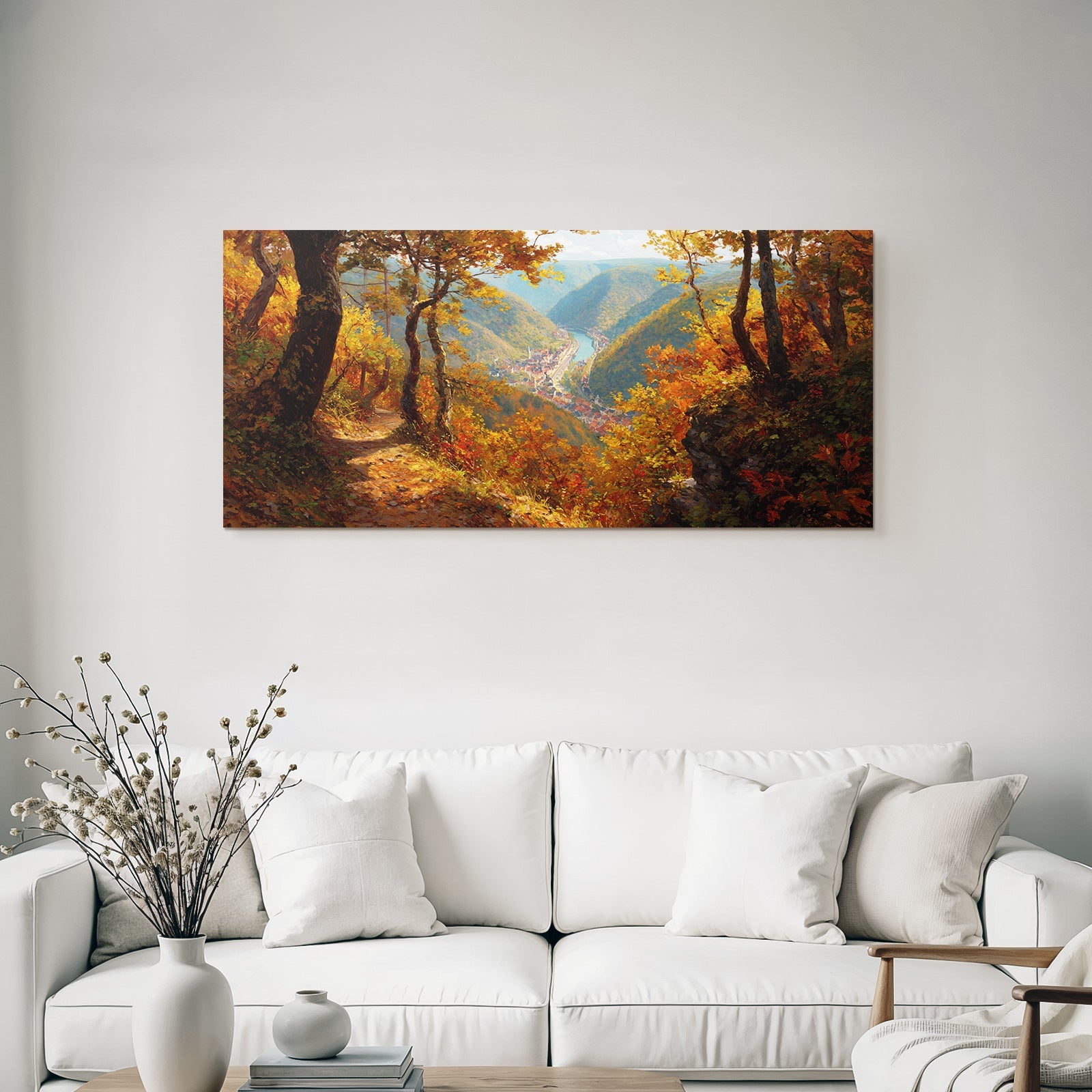 Landschaft Mit Lebhaften Folien Und Einem River Im Tal