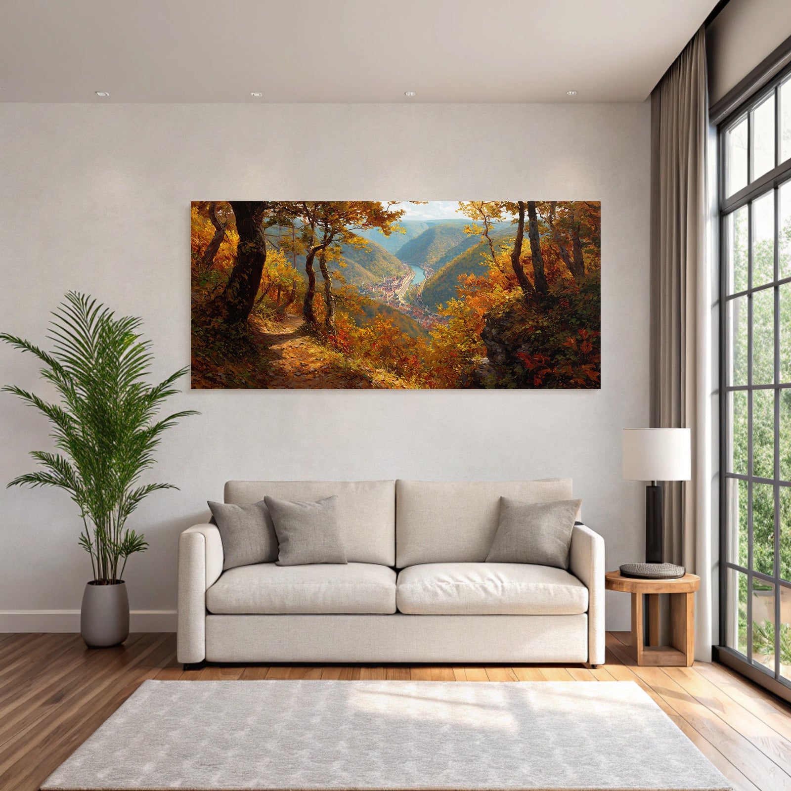 Landschaft Mit Lebhaften Folien Und Einem River Im Tal