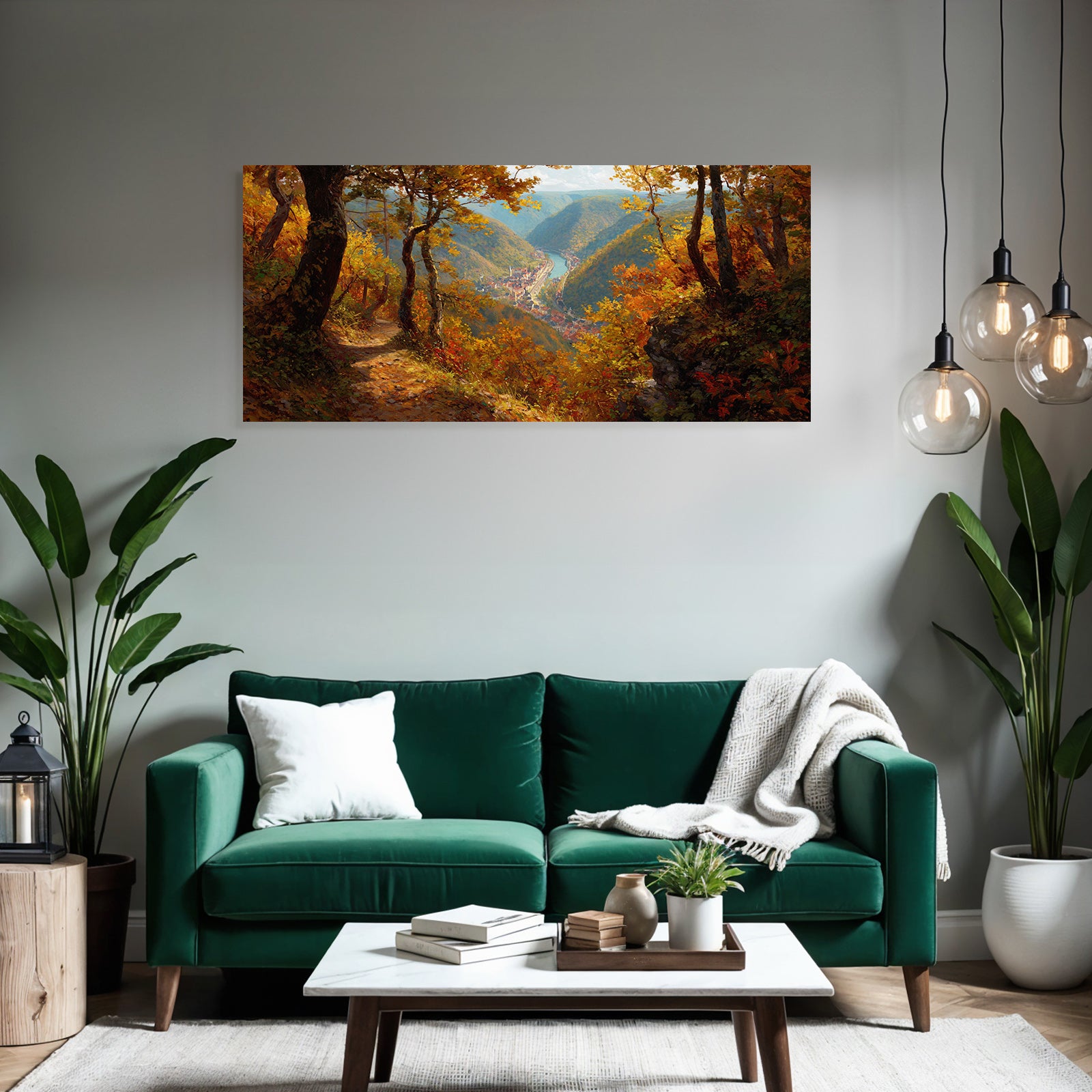 Landschaft Mit Lebhaften Folien Und Einem River Im Tal