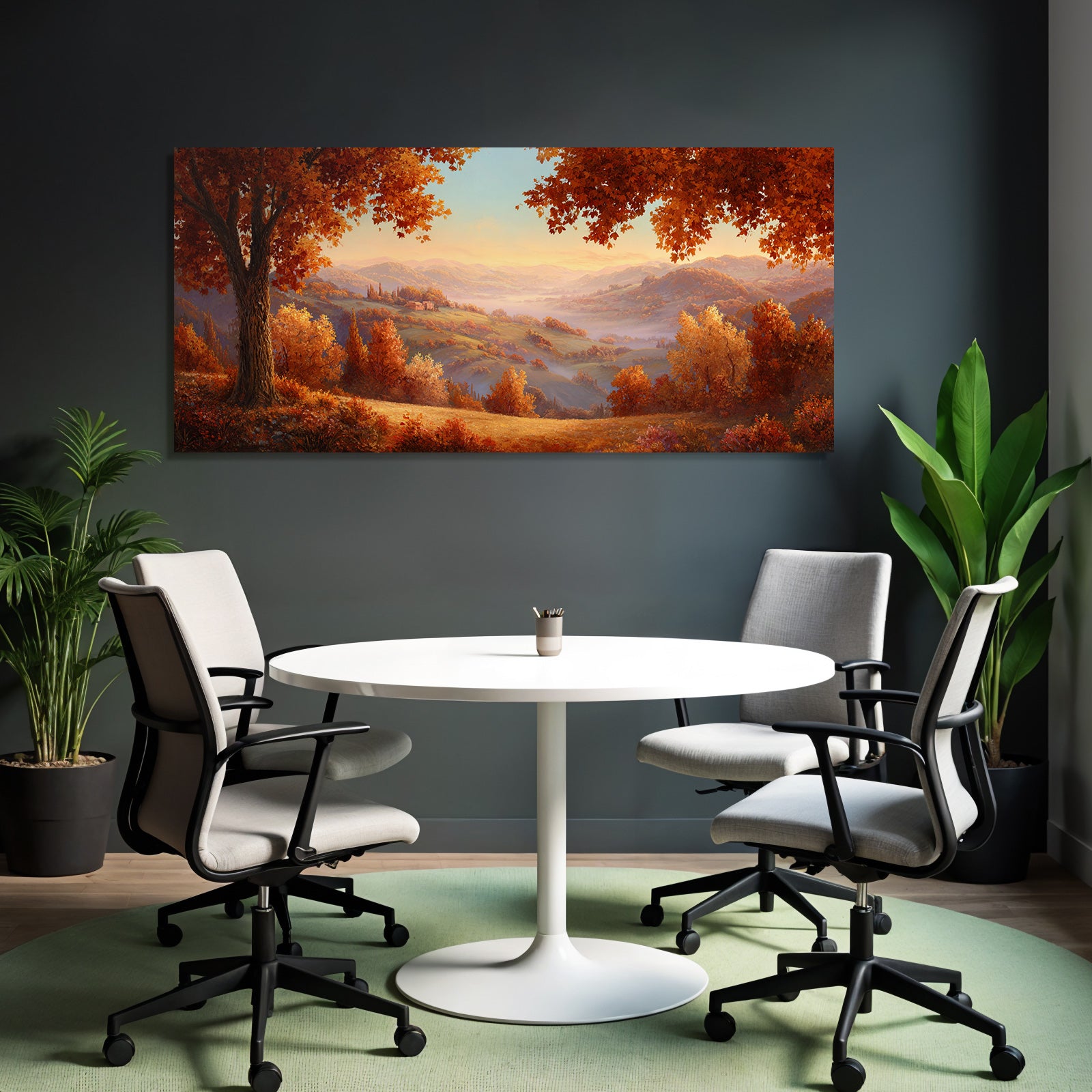 Landschaft Mit Orange Gelben Blättern Und Rollenden Hügeln