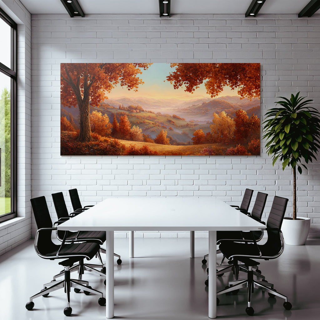 Landschaft Mit Orange Gelben Blättern Und Rollenden Hügeln