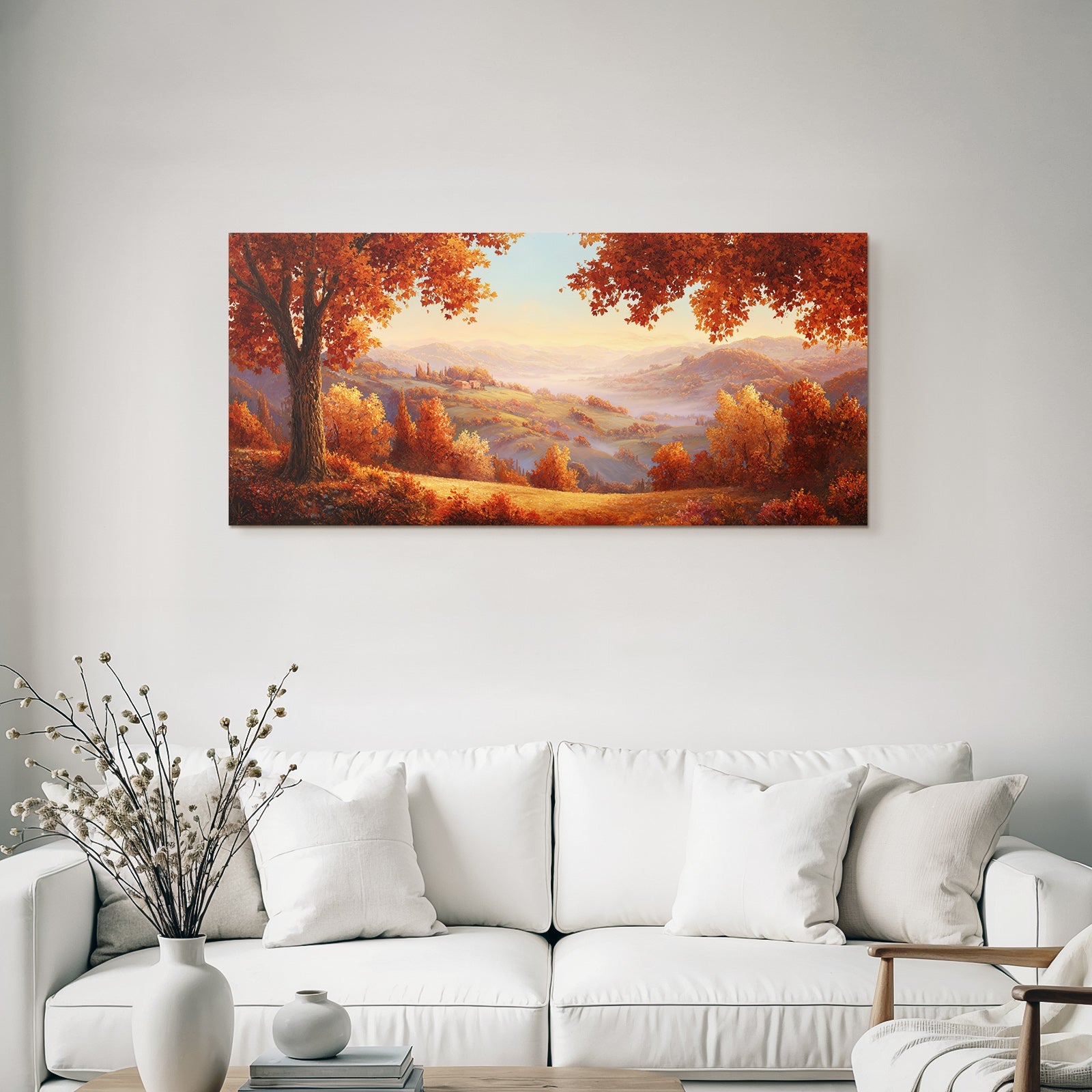 Landschaft Mit Orange Gelben Blättern Und Rollenden Hügeln