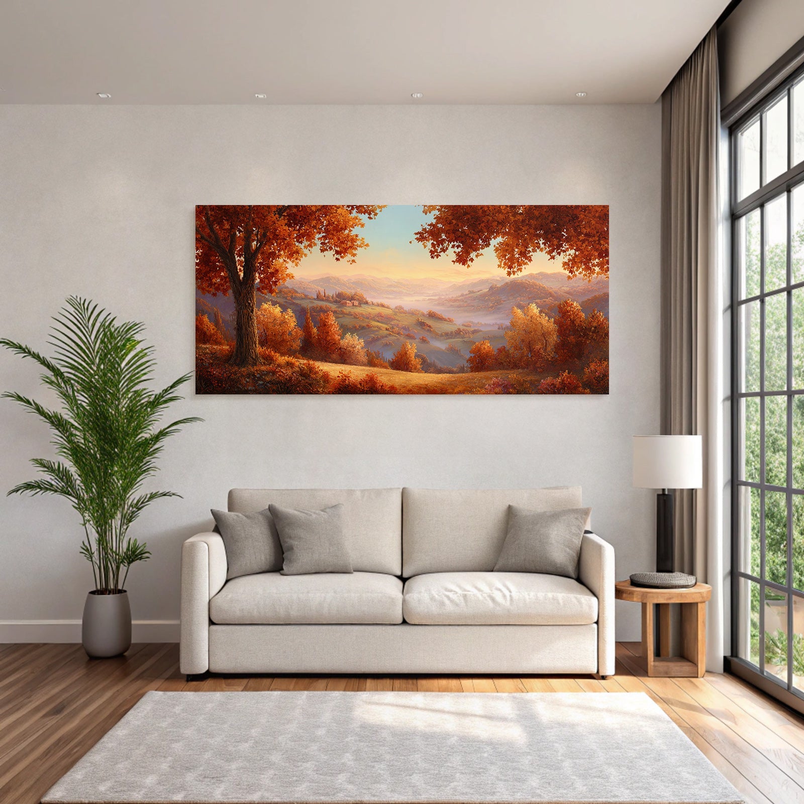 Landschaft Mit Orange Gelben Blättern Und Rollenden Hügeln