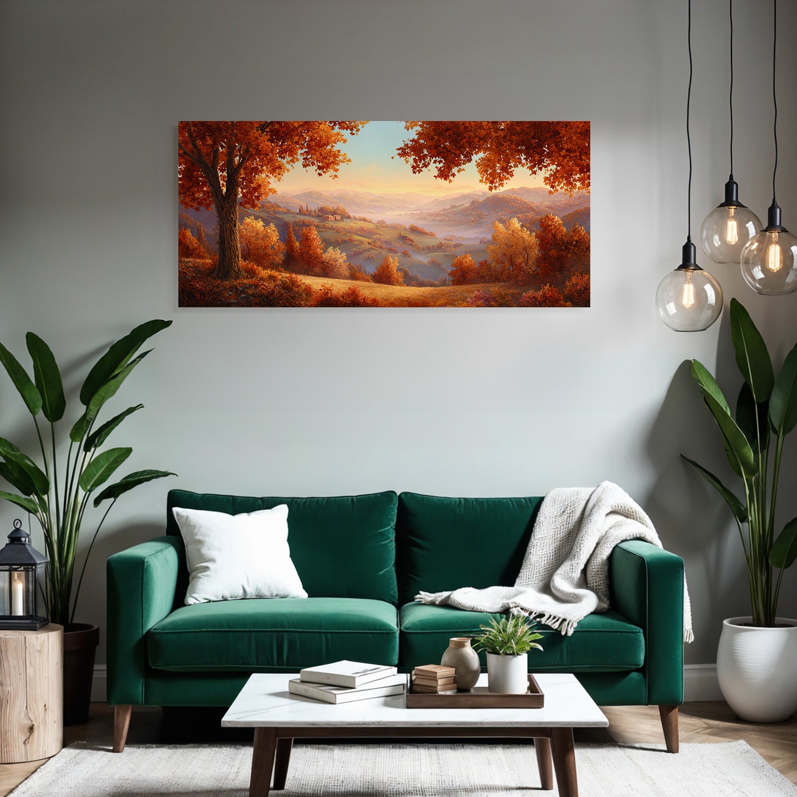 Landschaft Mit Orange Gelben Blättern Und Rollenden Hügeln
