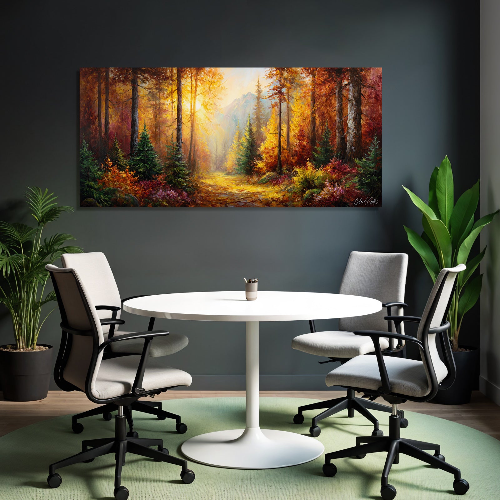 Landschaft Mit Vibrantem Laub Und Baumweg