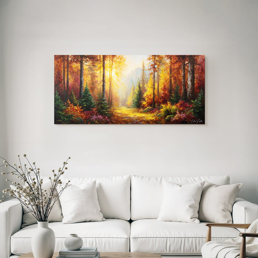Landschaft Mit Vibrantem Laub Und Baumweg