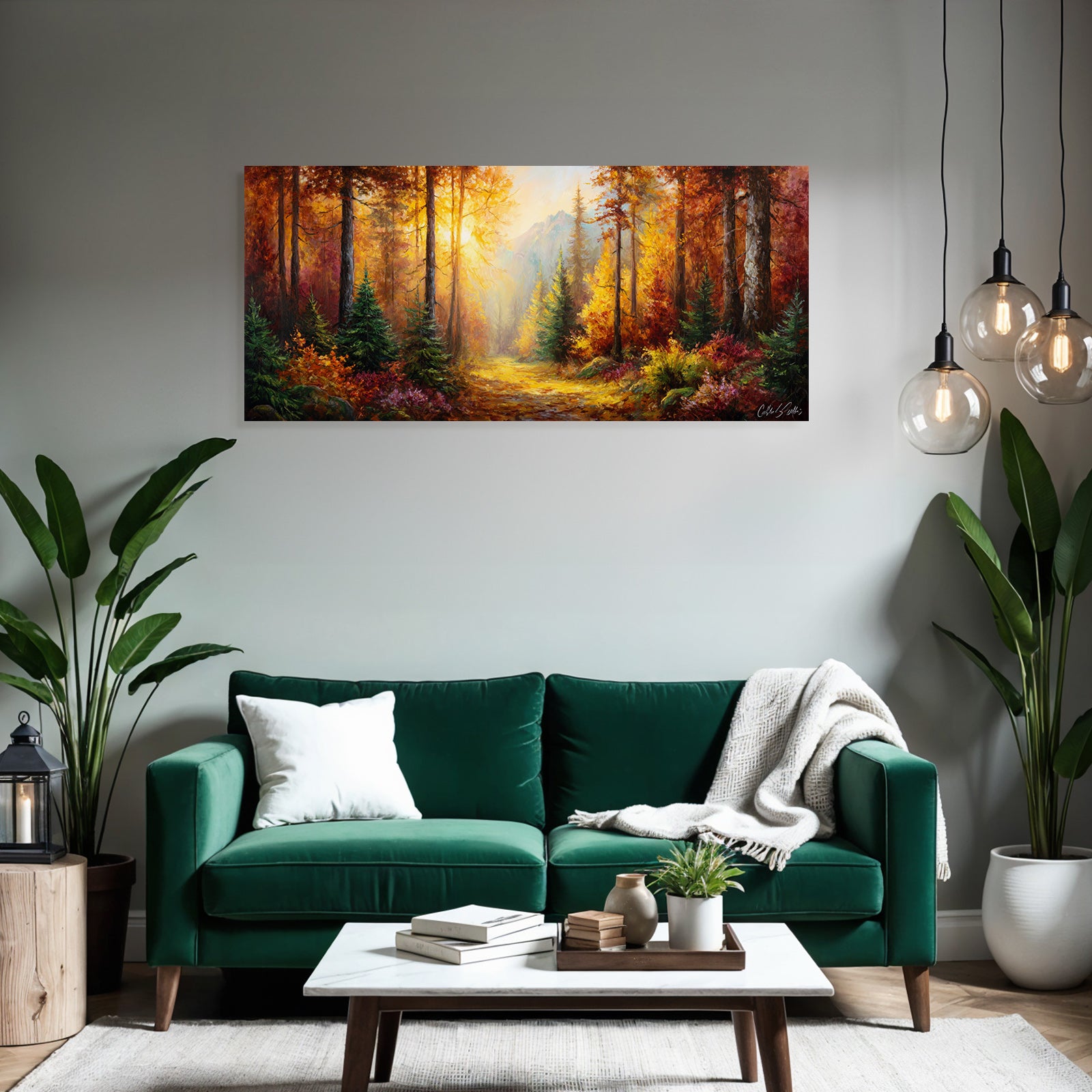 Landschaft Mit Vibrantem Laub Und Baumweg