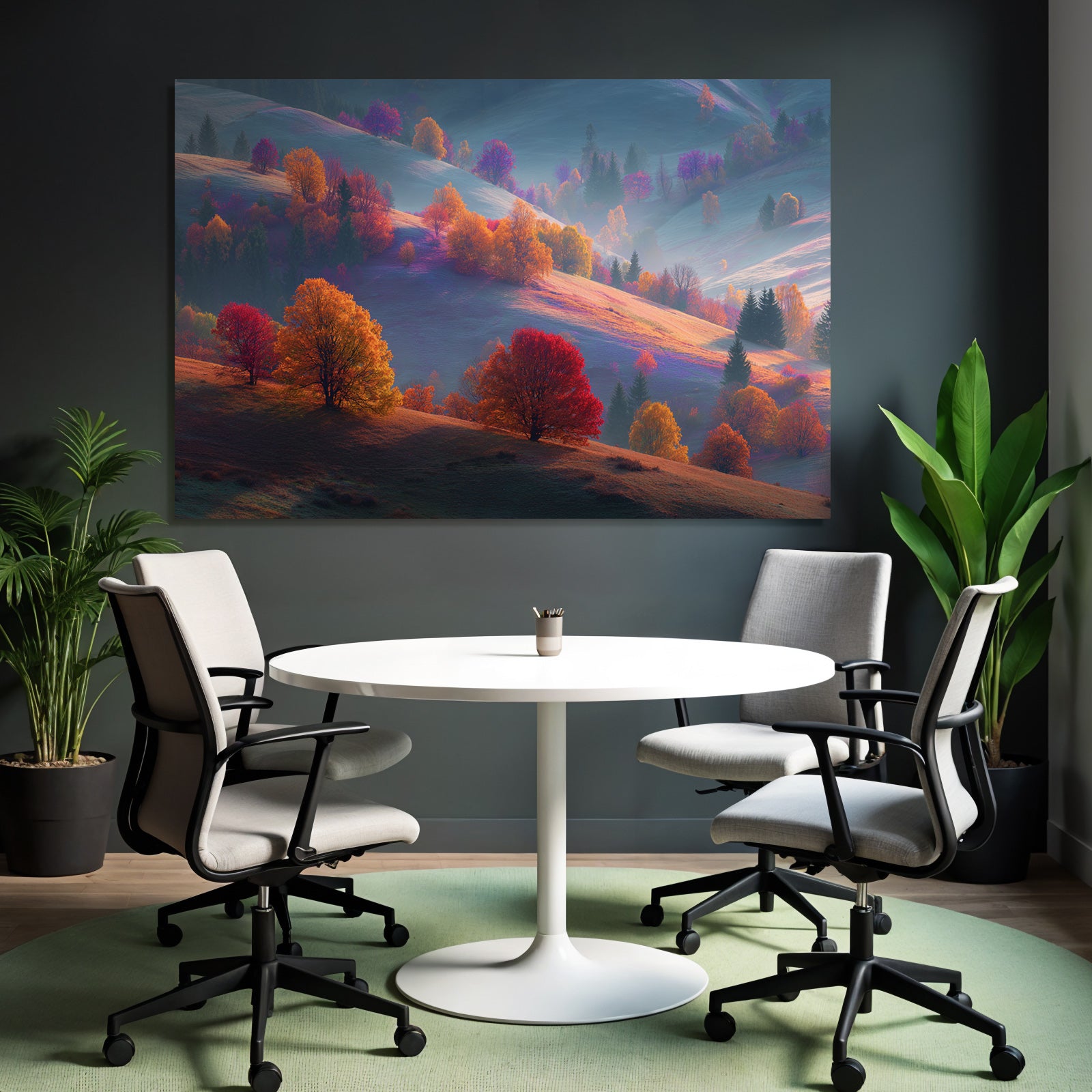 Liche Landschaft Mit Bunten Bäumen Und Hügeln