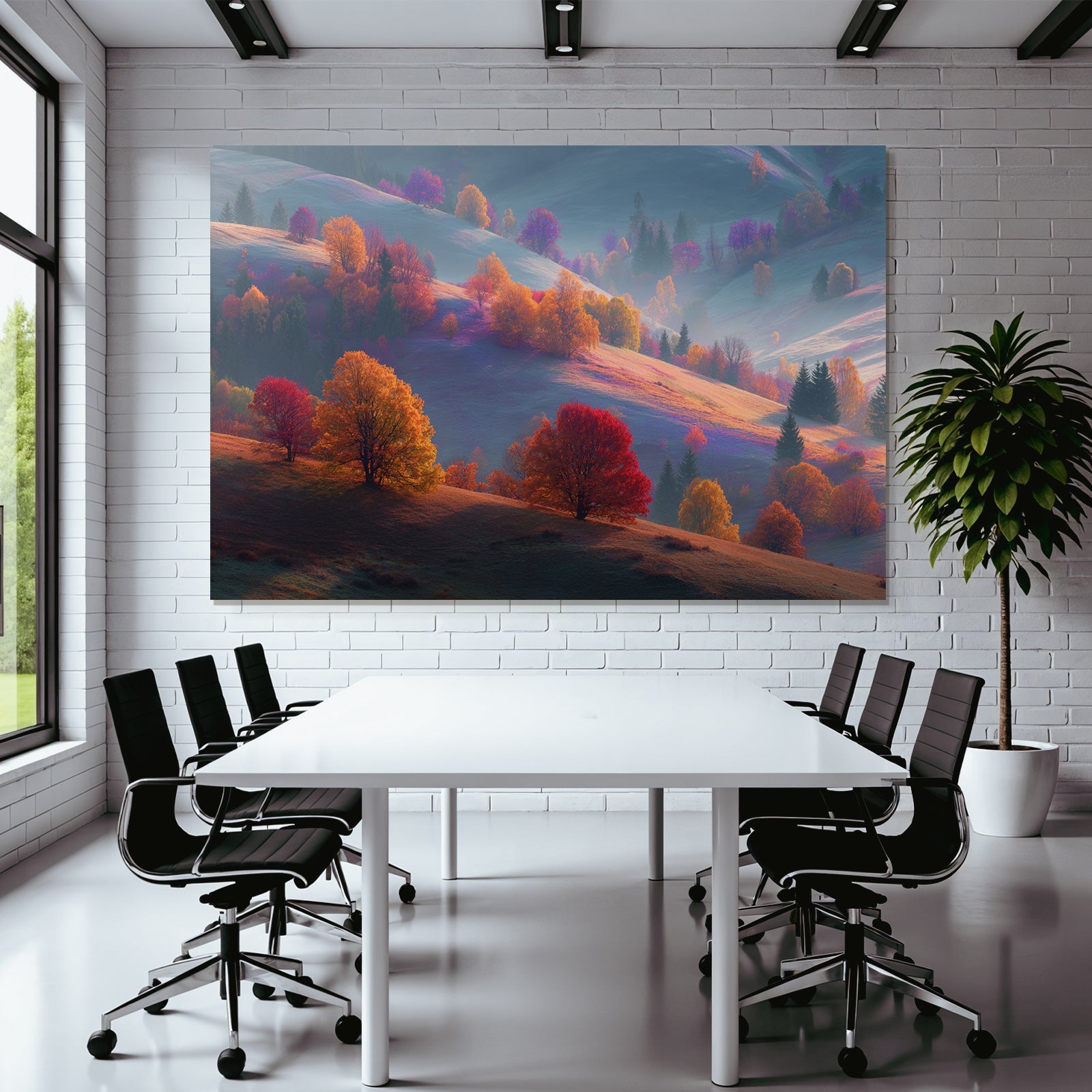 Liche Landschaft Mit Bunten Bäumen Und Hügeln