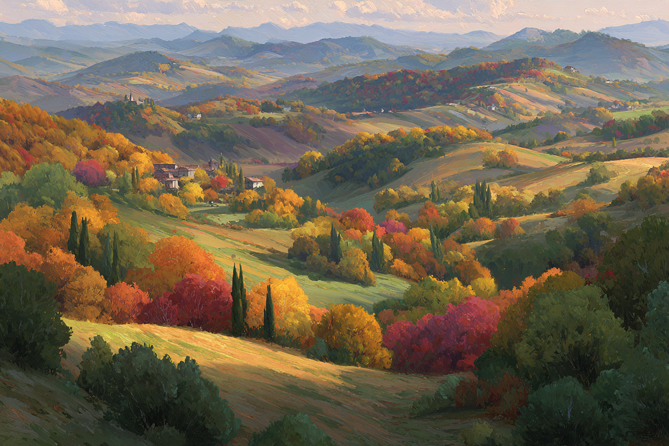 Liche Landschaft Mit Folien Und Verzauberten Hügeln | Herbst | Jahreszeiten