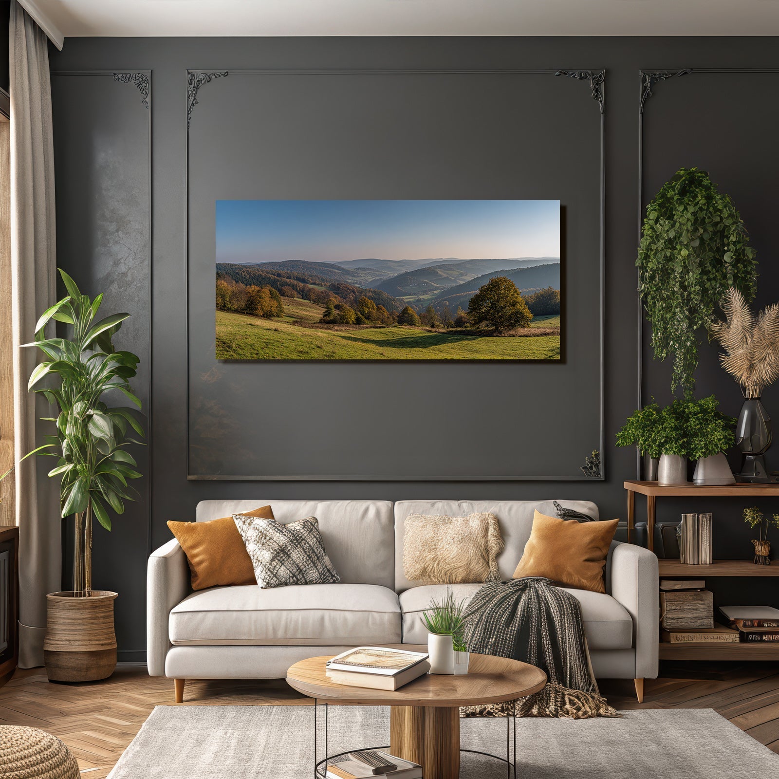 Liche Landschaft Mit Hügeln Und Blaüm Himmel