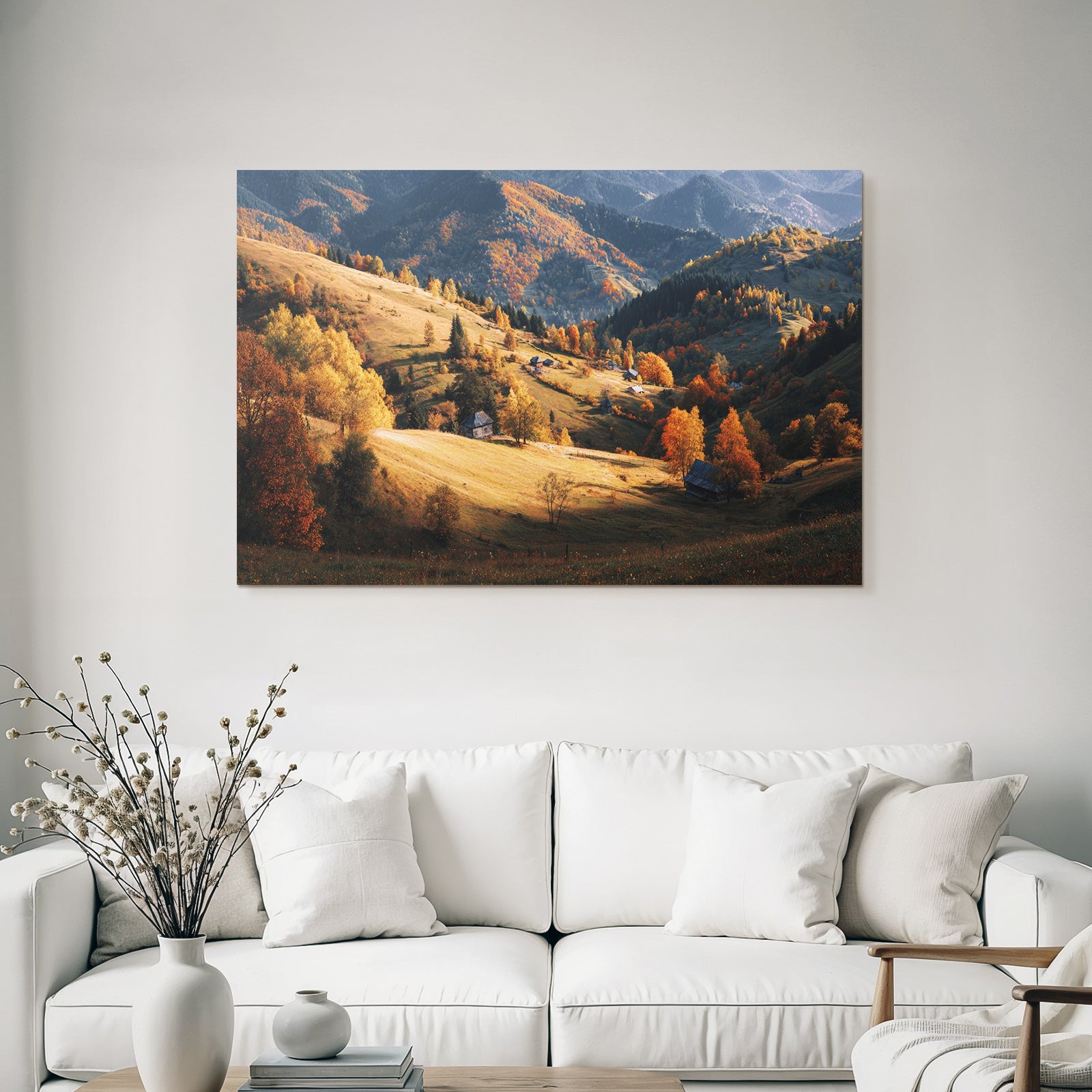 Liche Landschaft Mit Hügeln Und Häusern