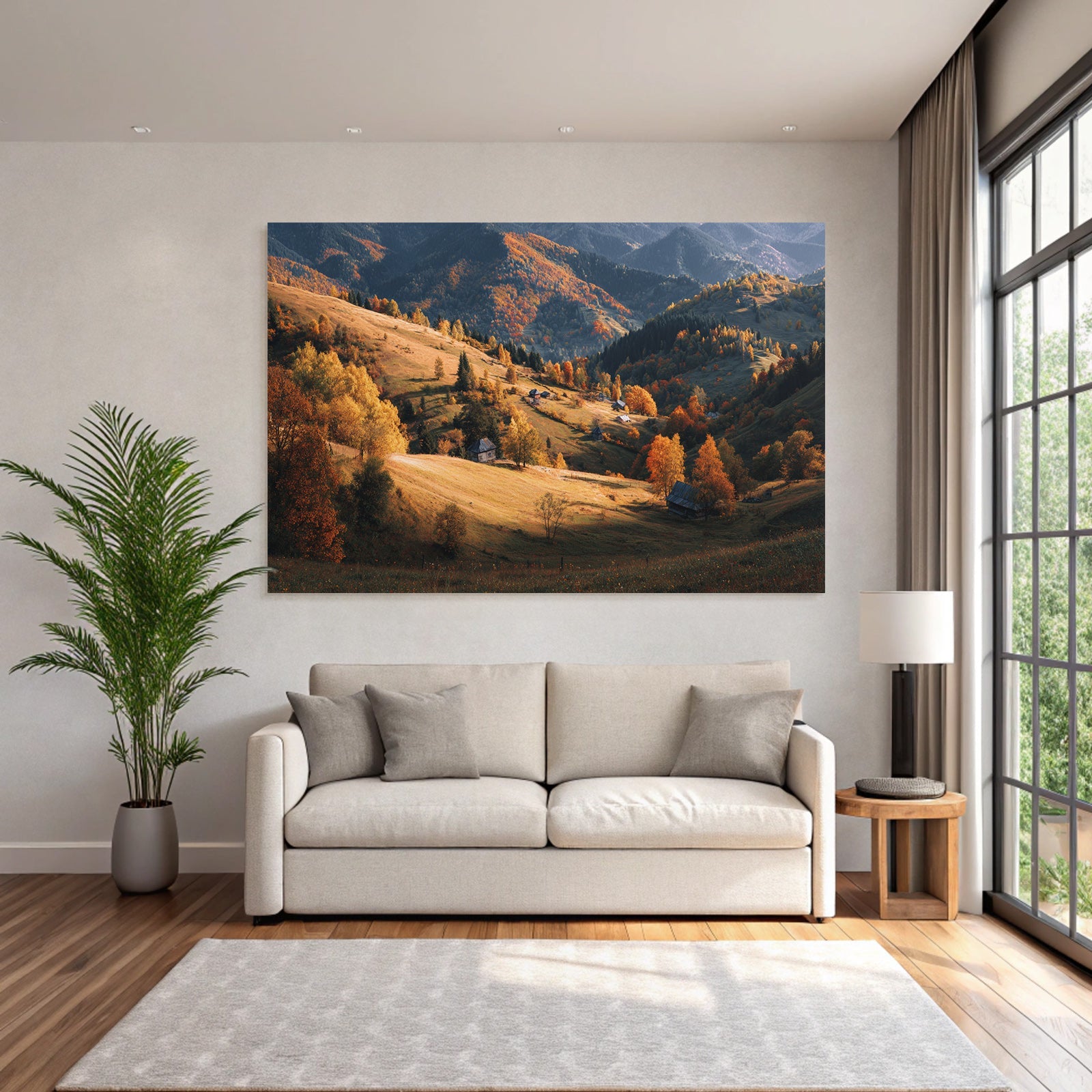 Liche Landschaft Mit Hügeln Und Häusern