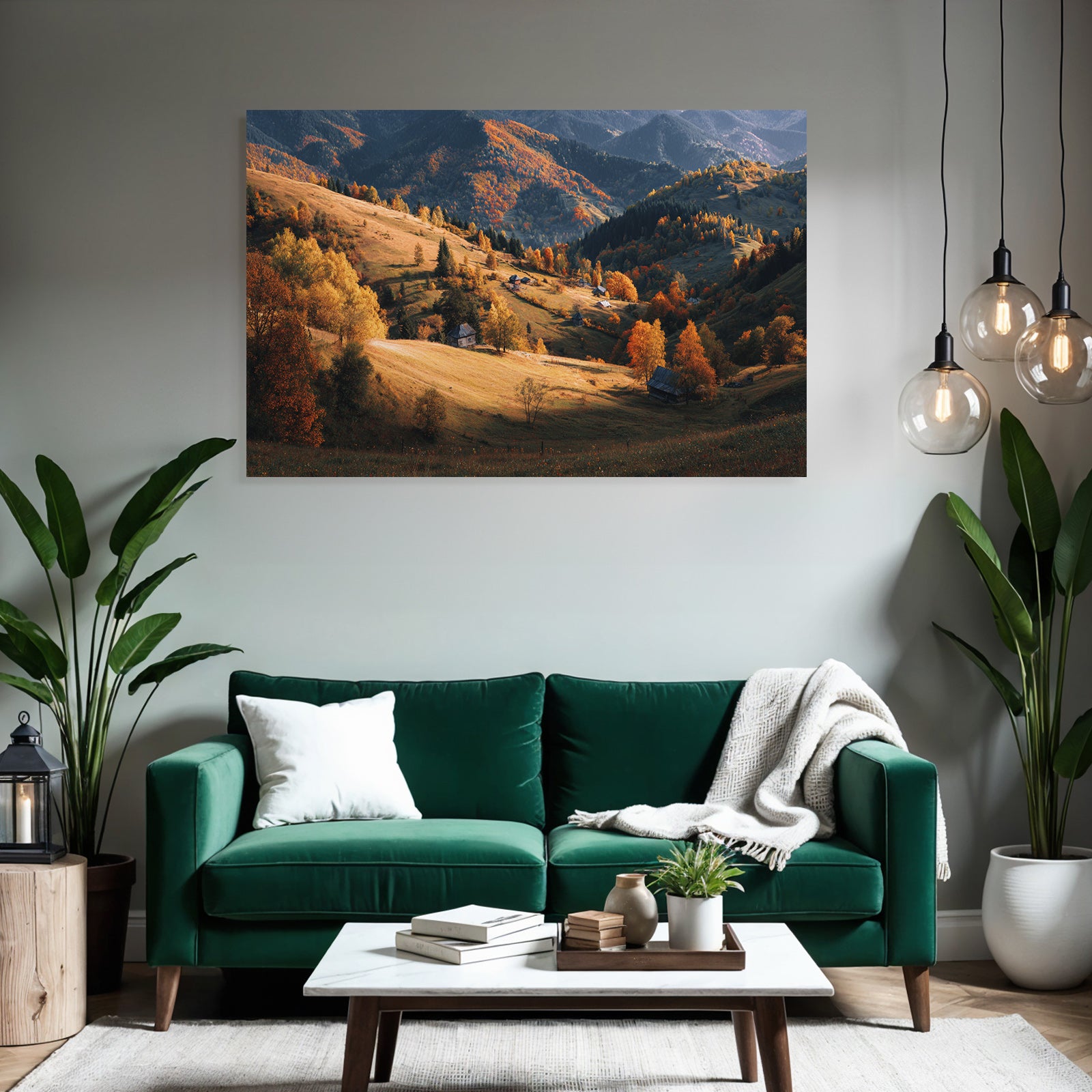 Liche Landschaft Mit Hügeln Und Häusern
