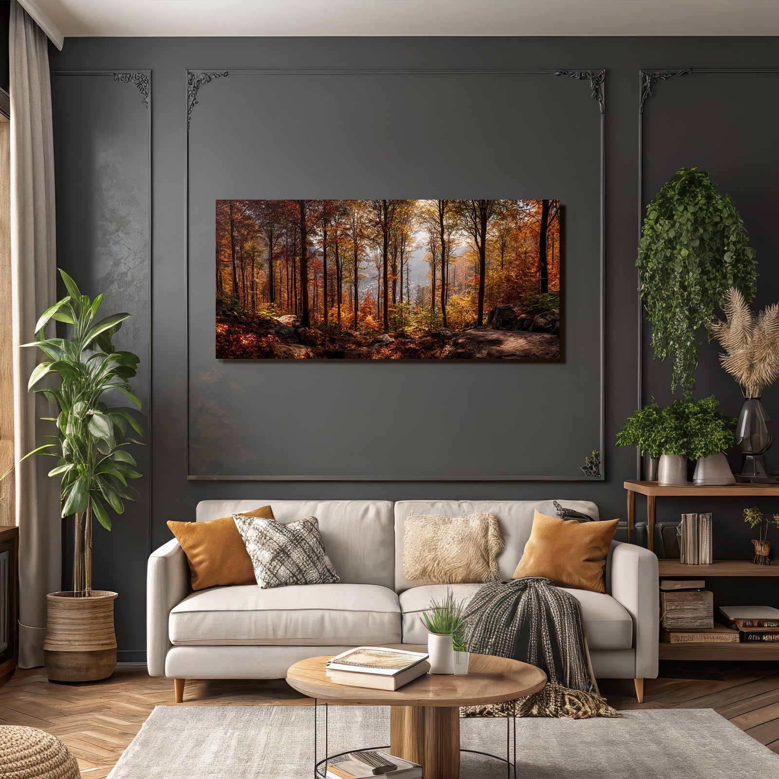 Licher Wald Mit Bunten Blättern Und Steinen