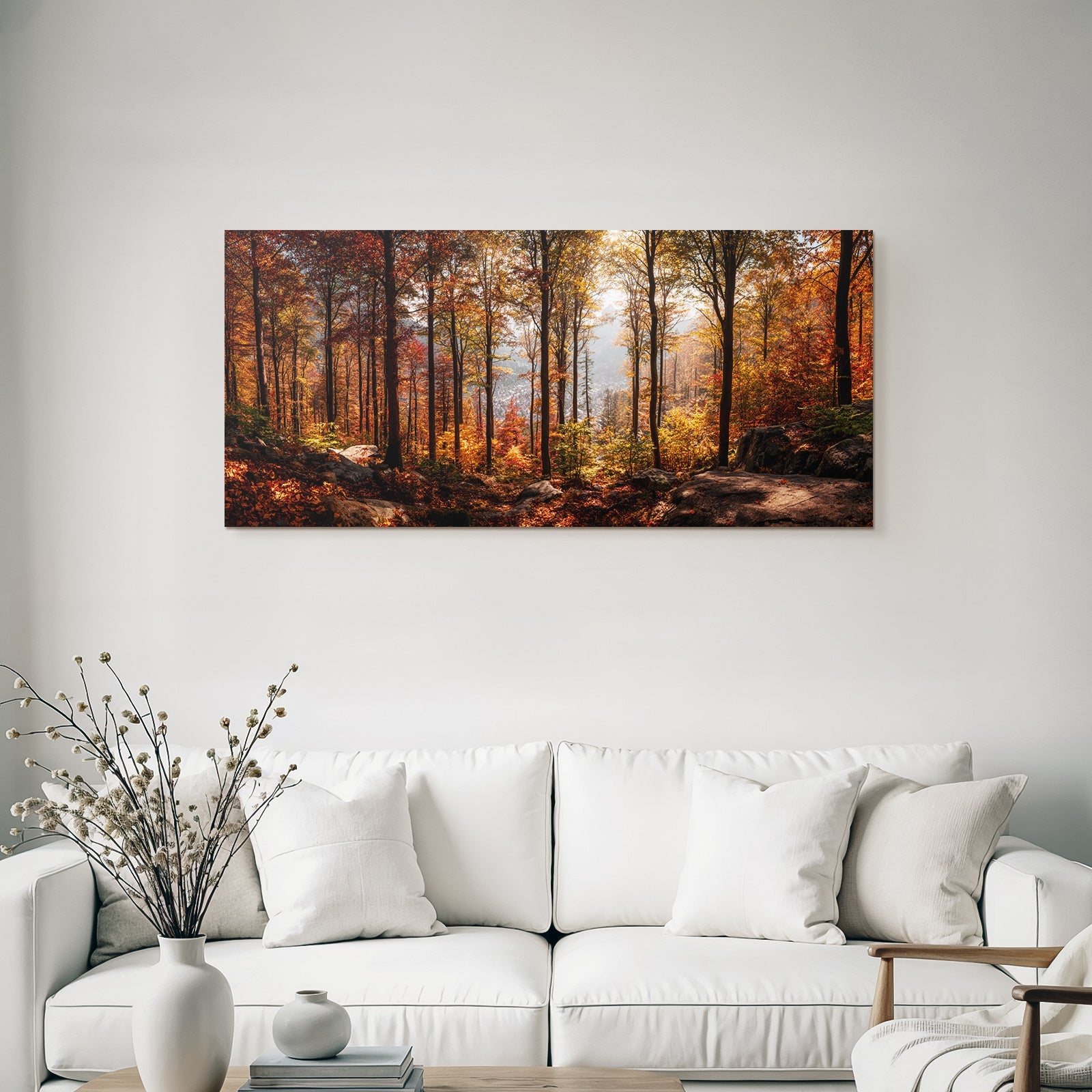 Licher Wald Mit Bunten Blättern Und Steinen