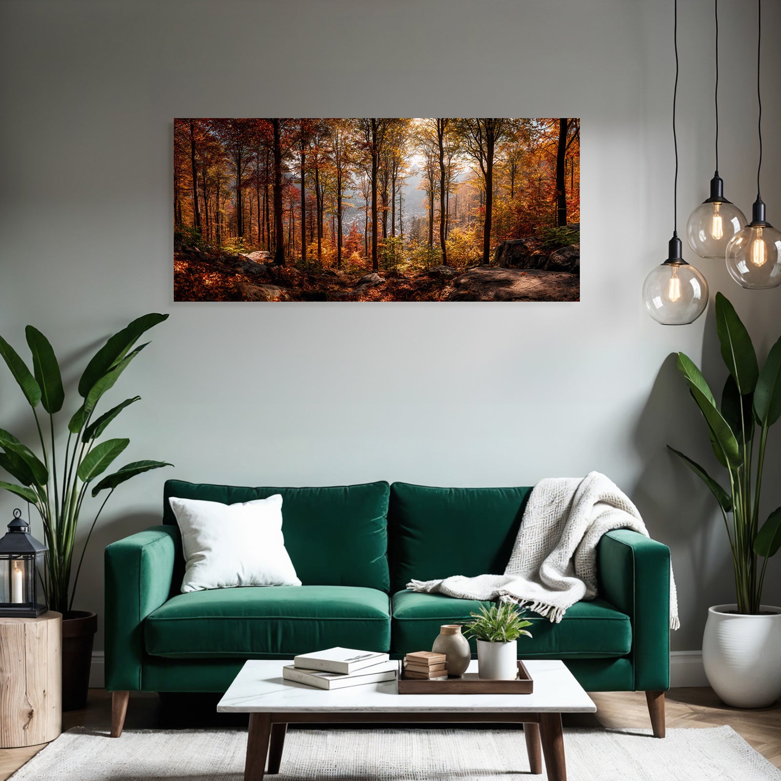 Licher Wald Mit Bunten Blättern Und Steinen