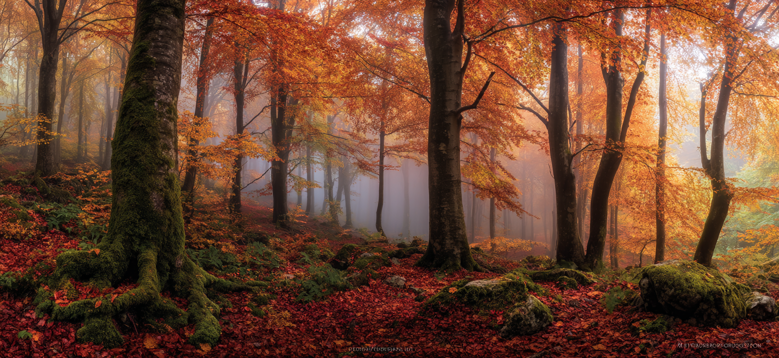 Licher Wald Mit Nebel Buntes Laub Und Ruhensatmosphäre | Herbst | Jahreszeiten