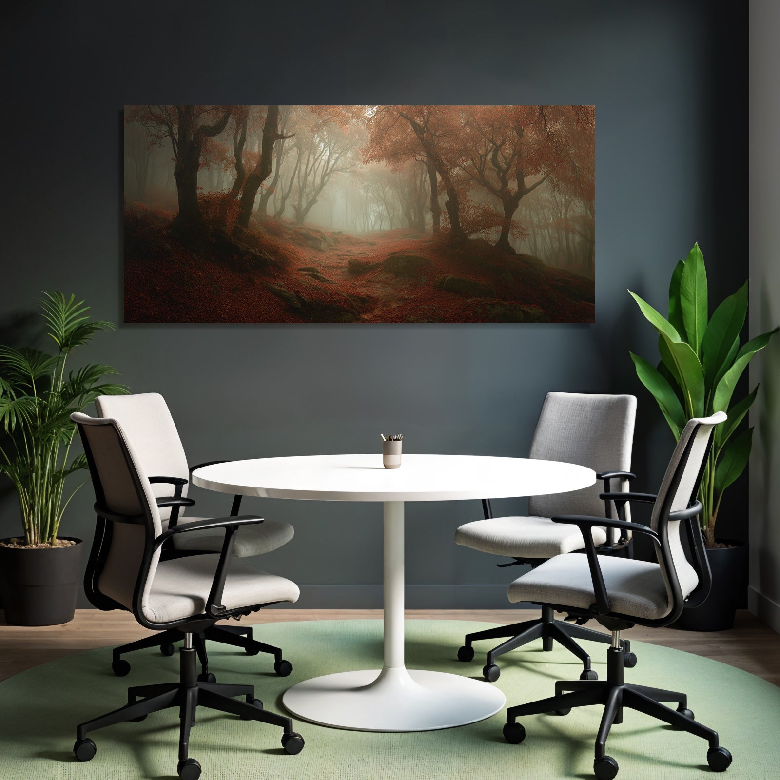 Licher Wald Mit Nebel Und Fallenem Laub