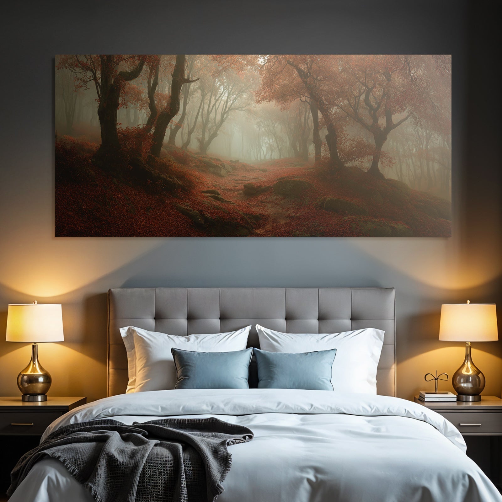 Licher Wald Mit Nebel Und Fallenem Laub