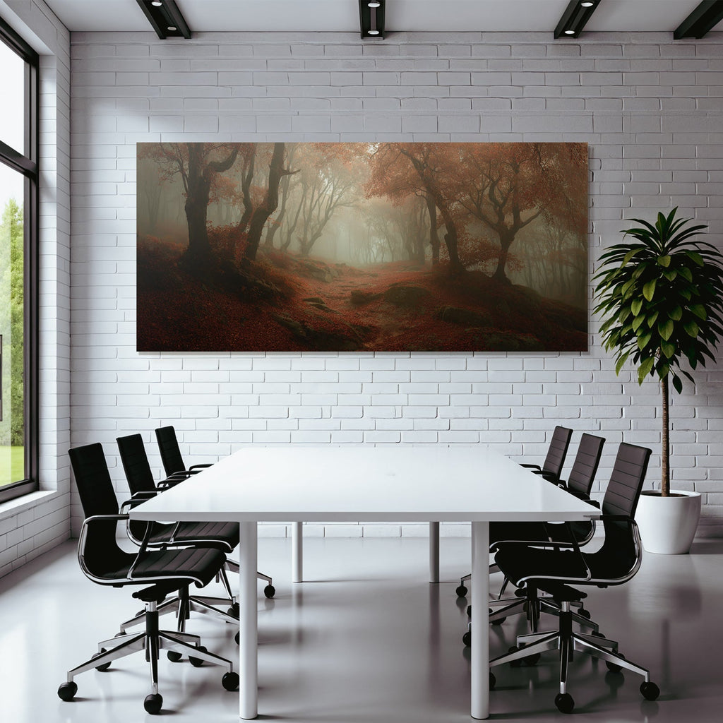 Licher Wald Mit Nebel Und Fallenem Laub