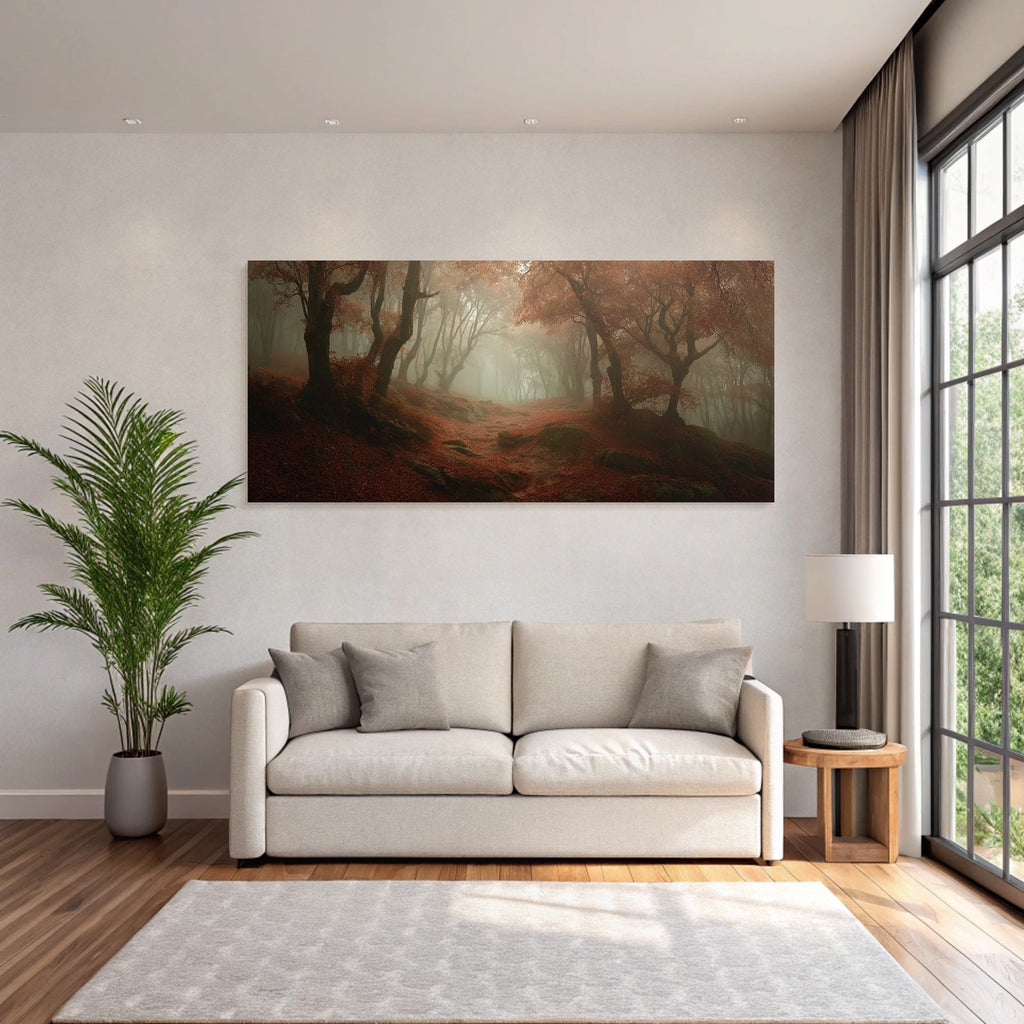 Licher Wald Mit Nebel Und Fallenem Laub