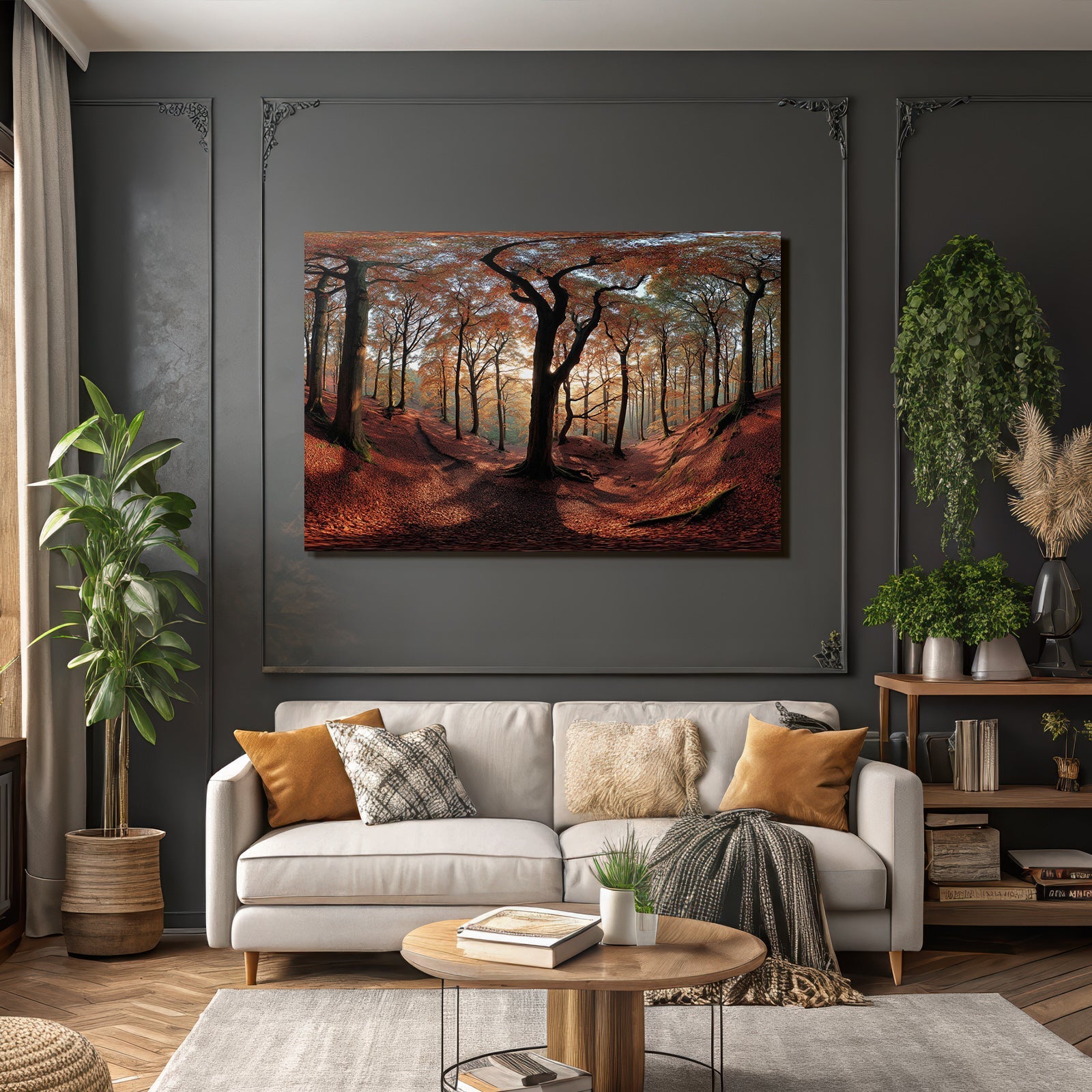 Licher Wald Mit Orangen Roten Näcken Und Lichtspiel