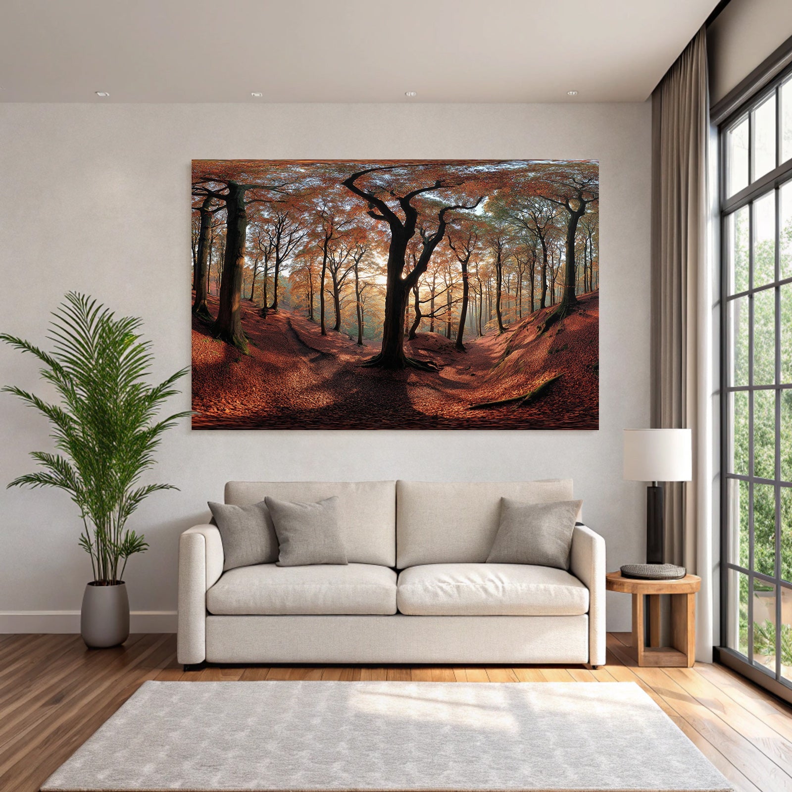 Licher Wald Mit Orangen Roten Näcken Und Lichtspiel