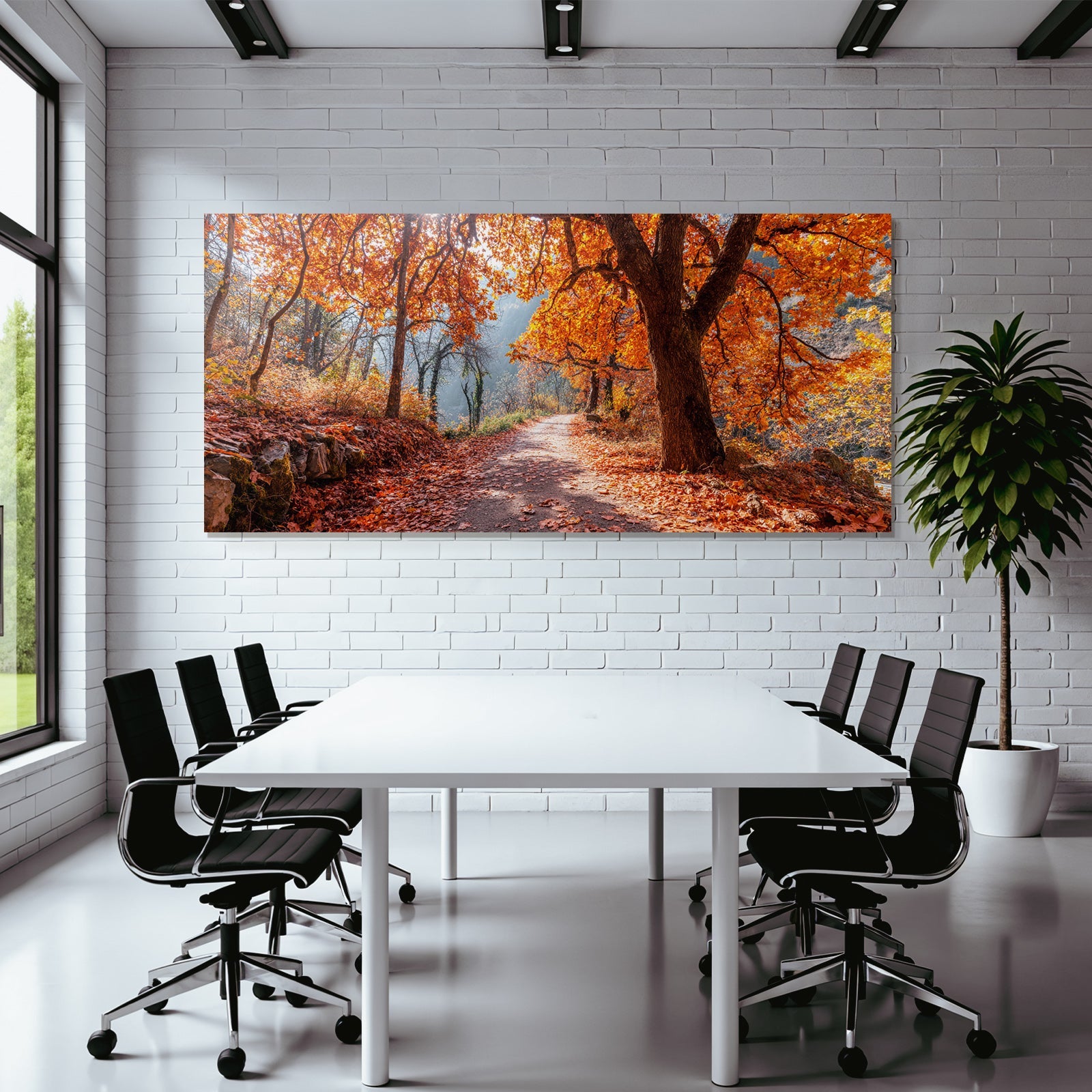 Licher Weg Durch Den Wald Mit Orangen Blättern