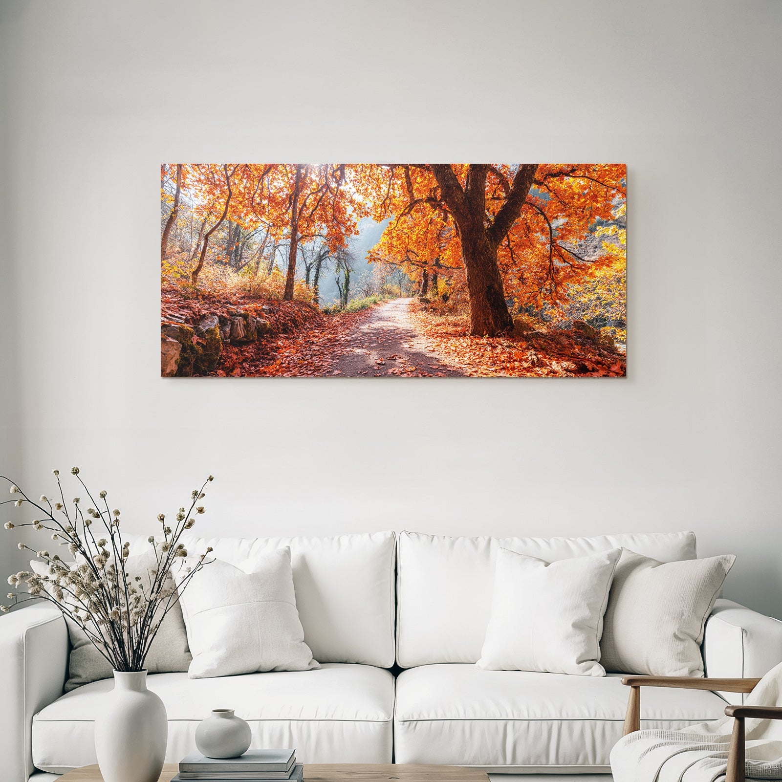 Licher Weg Durch Den Wald Mit Orangen Blättern
