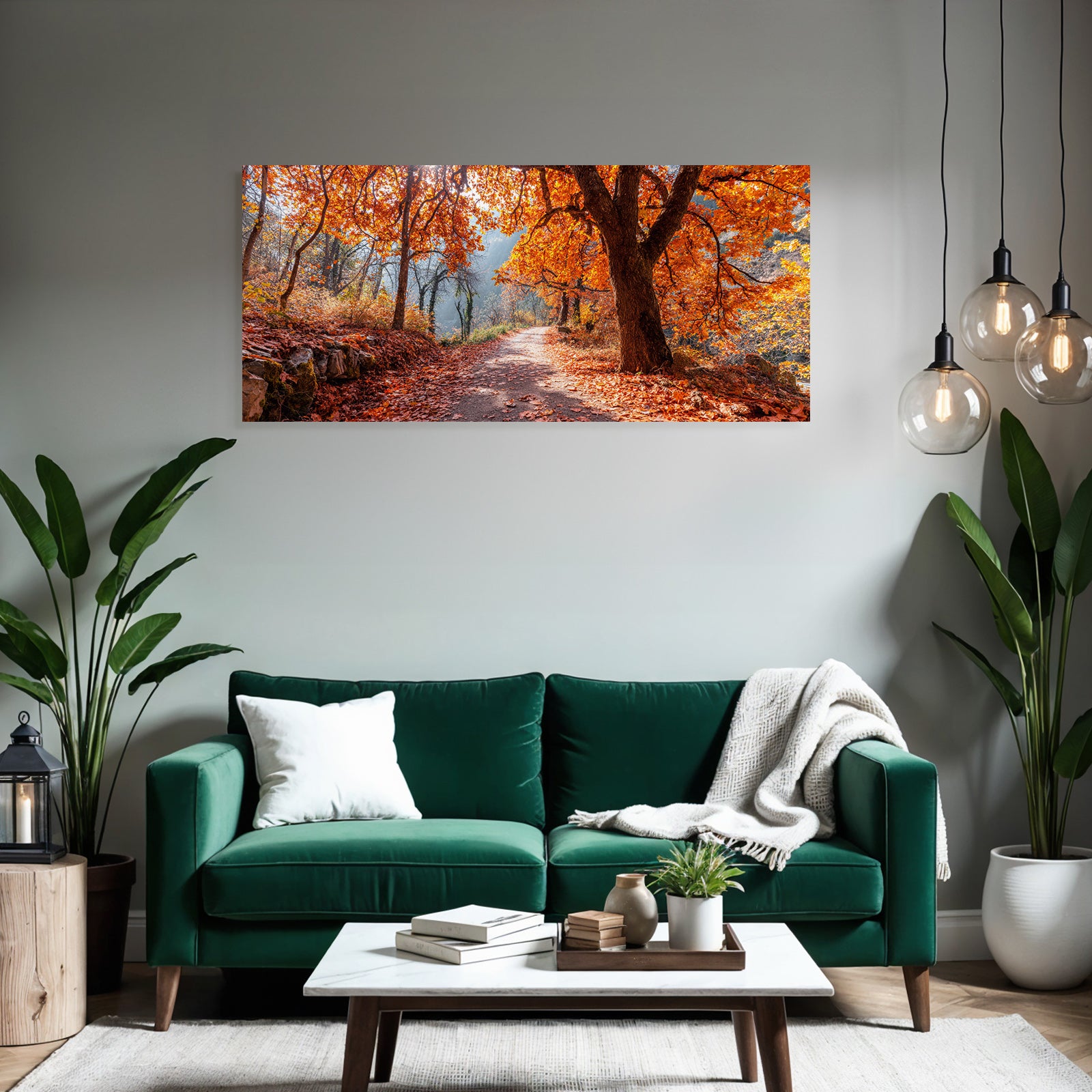 Licher Weg Durch Den Wald Mit Orangen Blättern