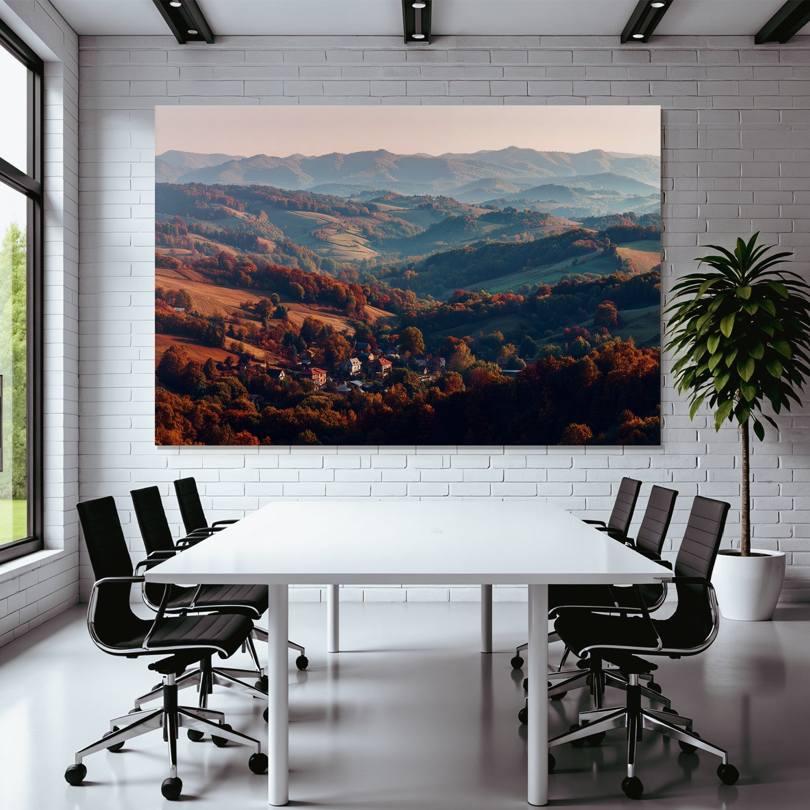 Malerische Landschaft Mit Farben Und Dorf In Hügeln