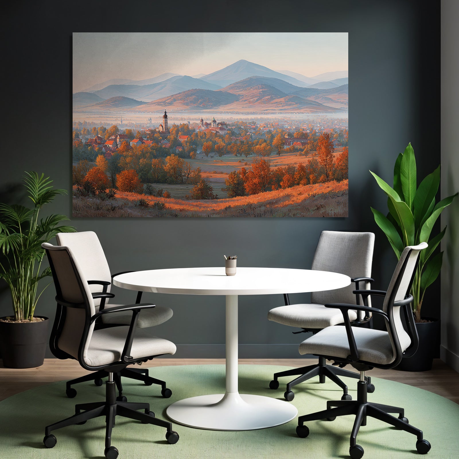 Ruhige Landschaft Dorf Vor Berg Szenen Dawn Dusk
