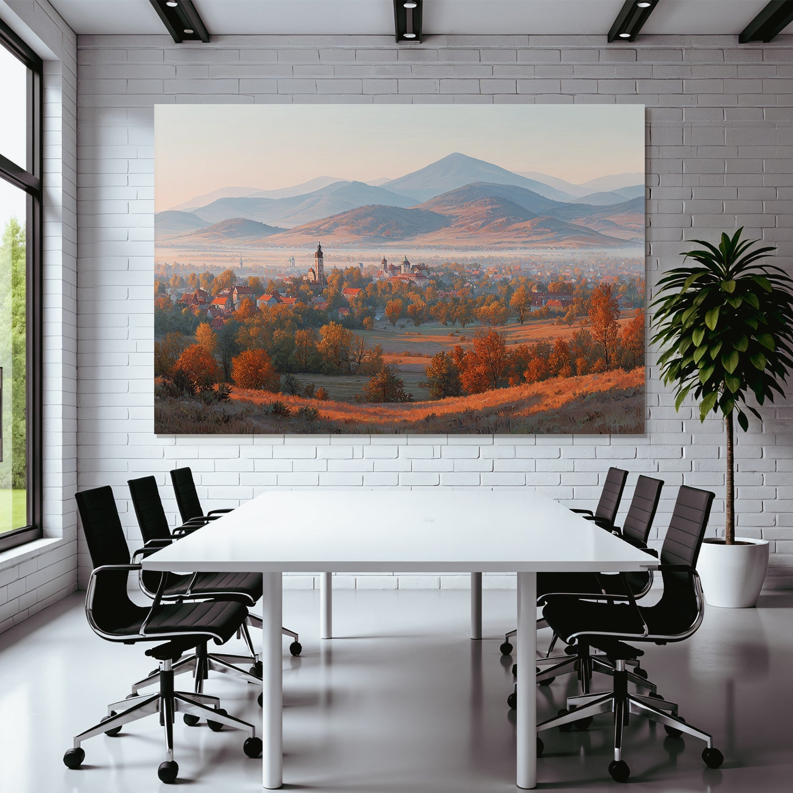Ruhige Landschaft Dorf Vor Berg Szenen Dawn Dusk