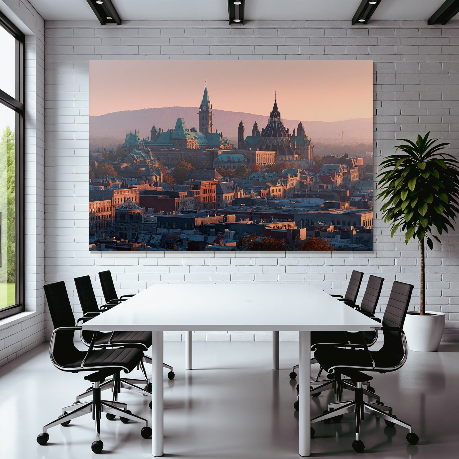 Stadtansicht Mit Historischer Architektur Und Grünen Dächer Sunset