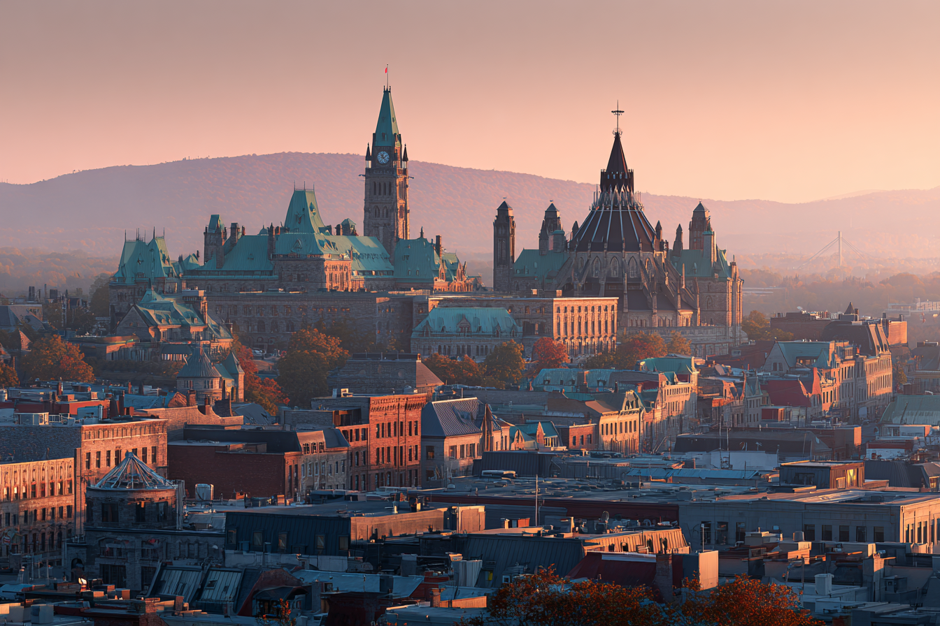 Stadtansicht Mit Historischer Architektur Und Grünen Dächer Sunset | Herbst | Jahreszeiten