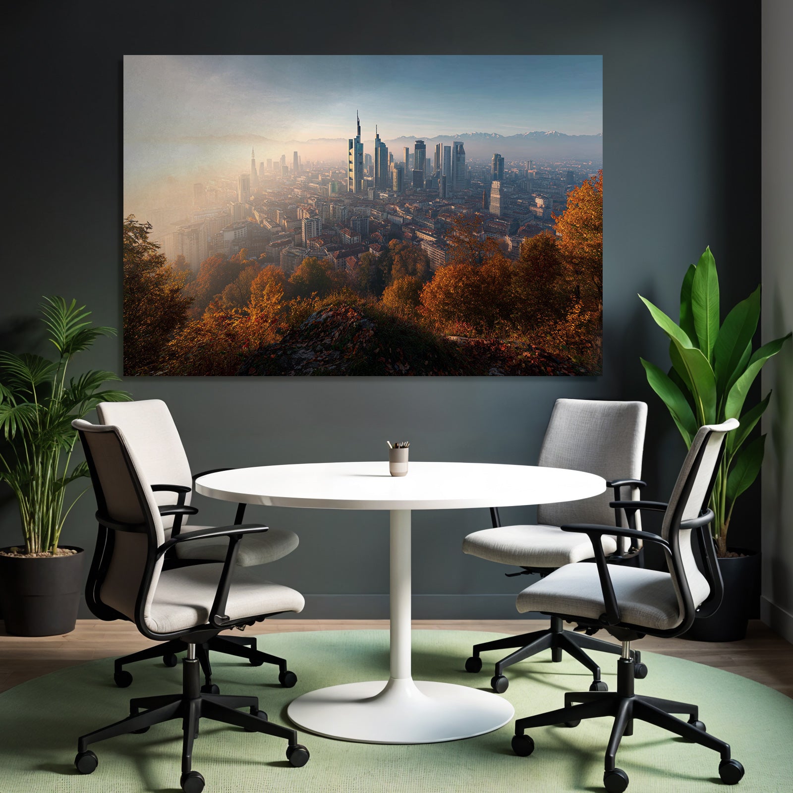 Städtische Skyline Im Mit Modernen Gebäuden Und Bergen