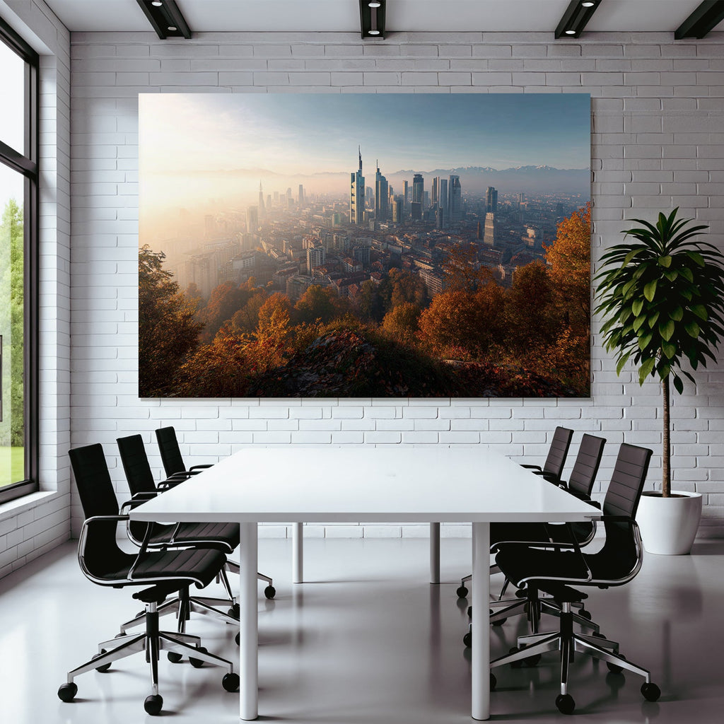 Städtische Skyline Im Mit Modernen Gebäuden Und Bergen