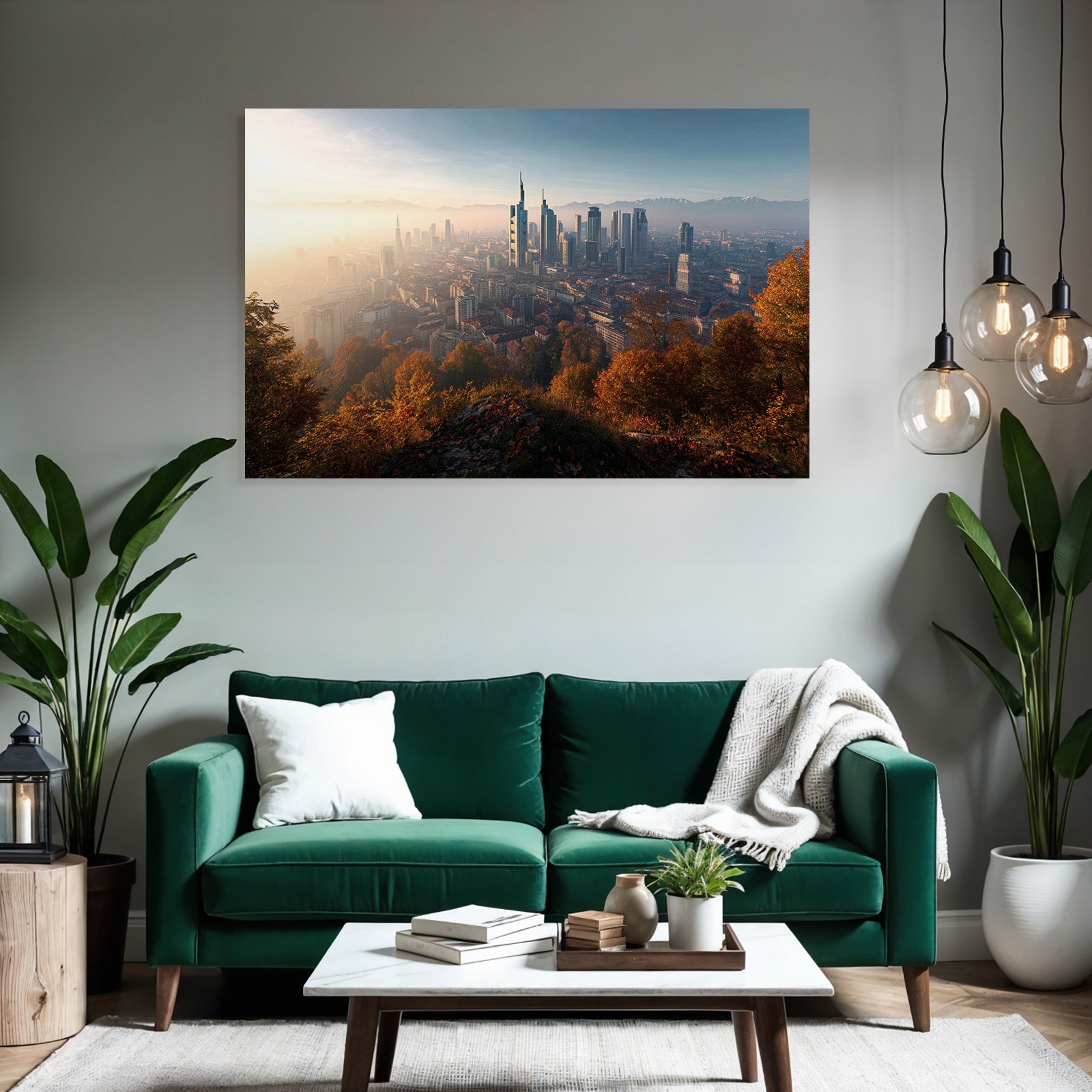 Städtische Skyline Im Mit Modernen Gebäuden Und Bergen