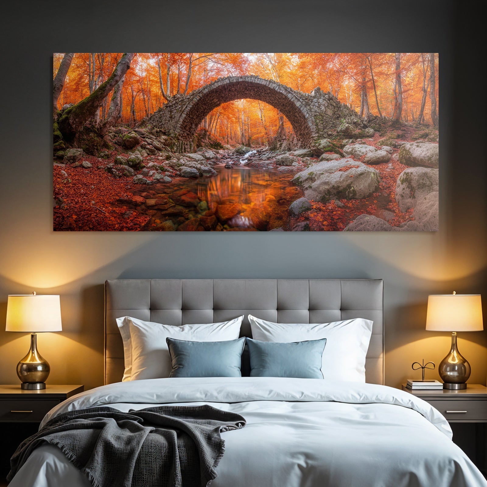 Steinbrücke Im Wald Mit Strom