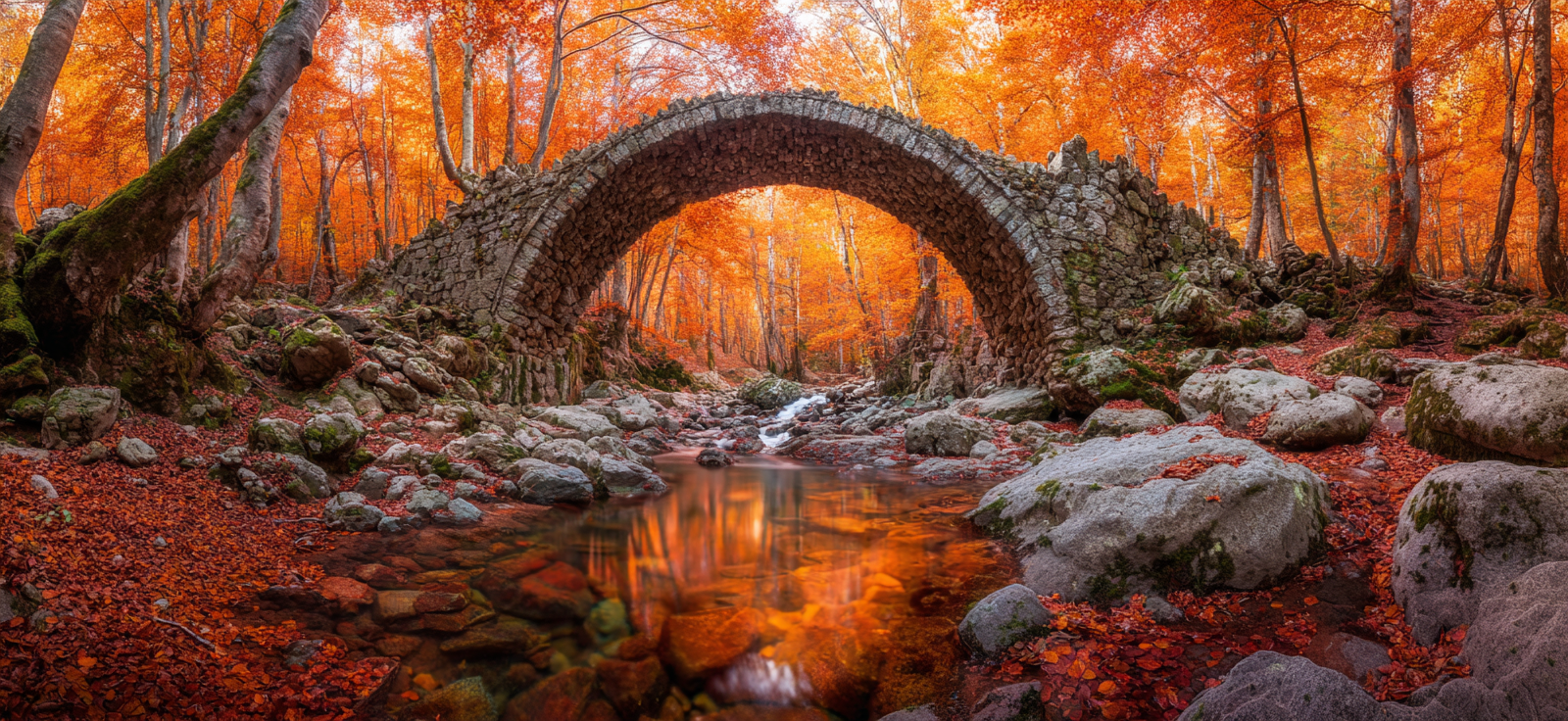 Steinbrücke Im Wald Mit Strom | Herbst | Jahreszeiten